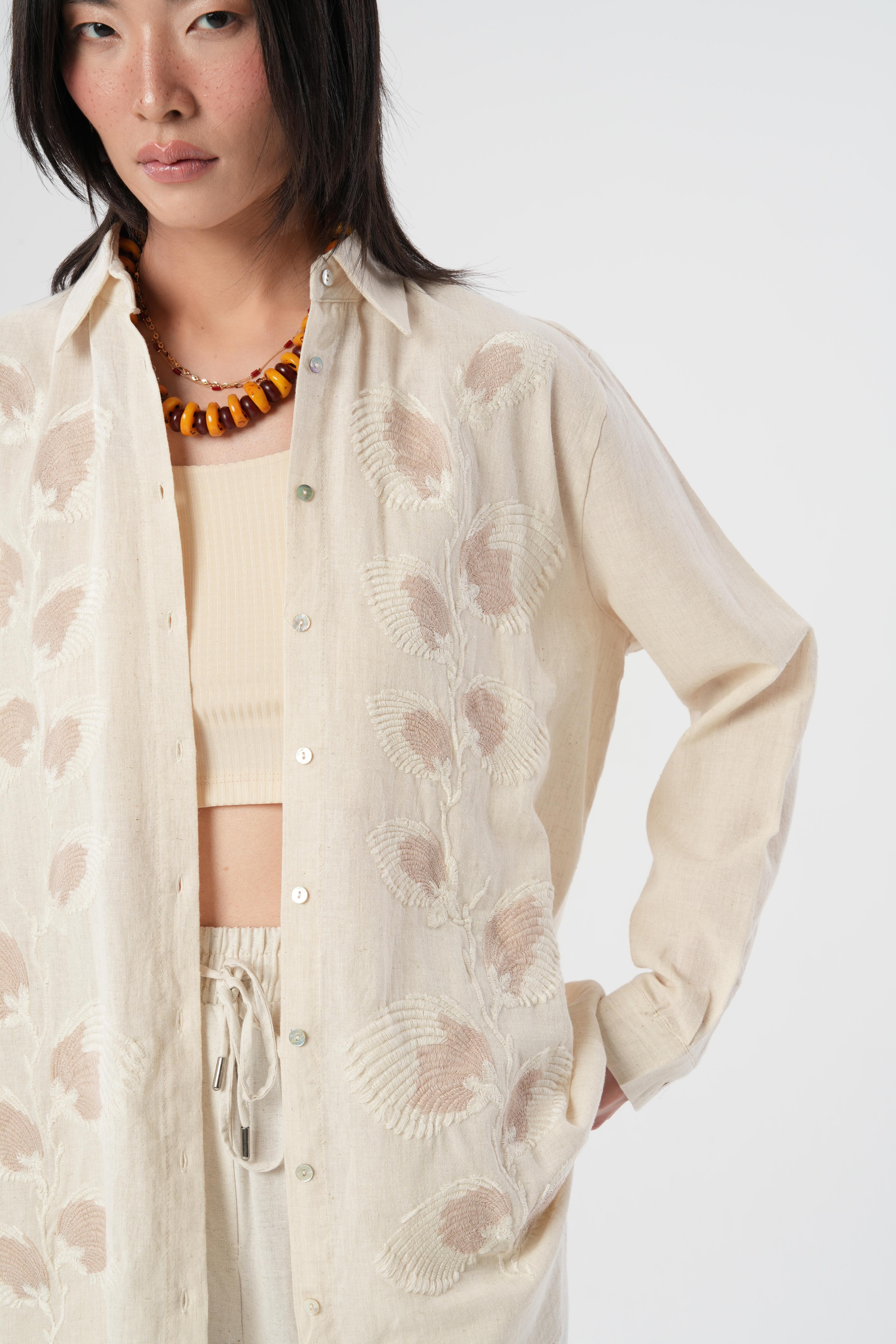 Orfeonegro Nakış Detaylı Oversize Gömlek