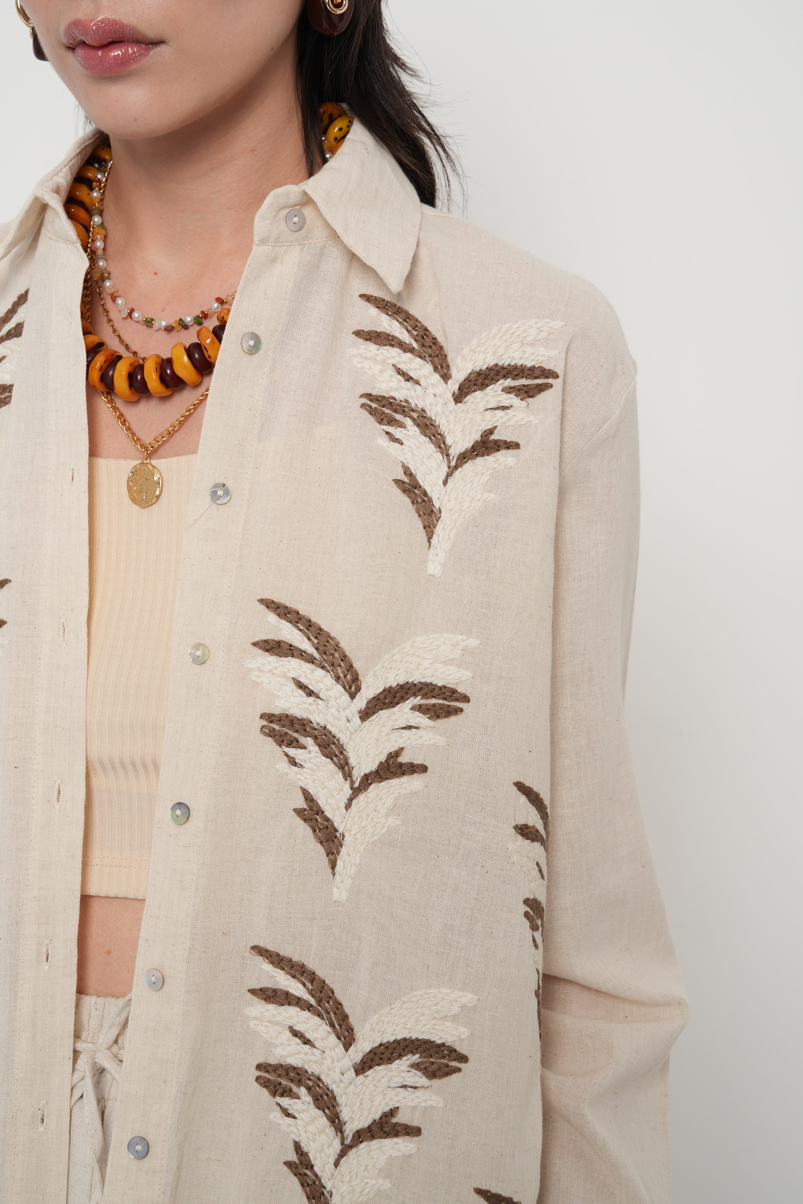 Orfeonegro Nakış İşlemeli Oversize Gömlek