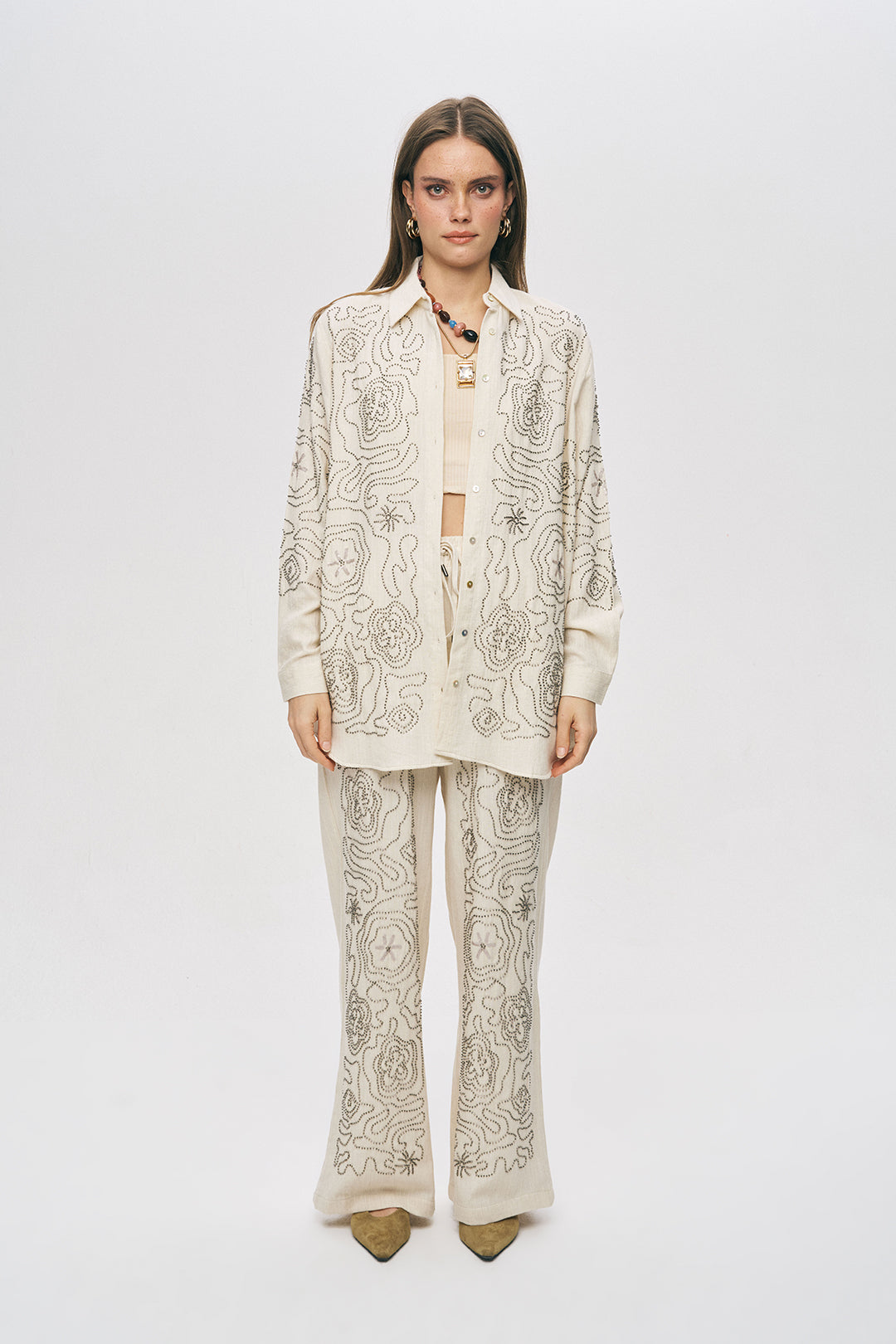 Orfeonegro Etnik Nakış İşlemeli Oversize Gömlek