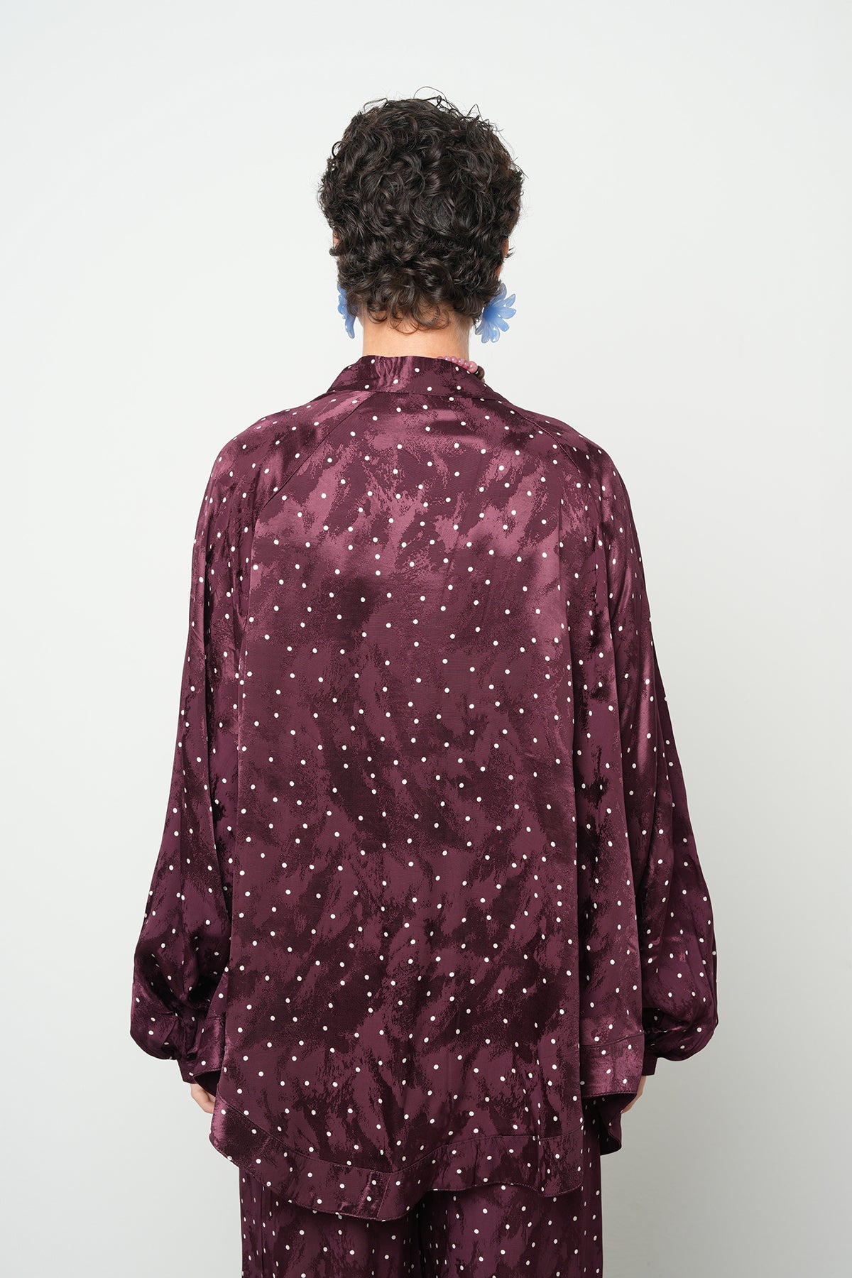 Puantiyeli Saten Kimono