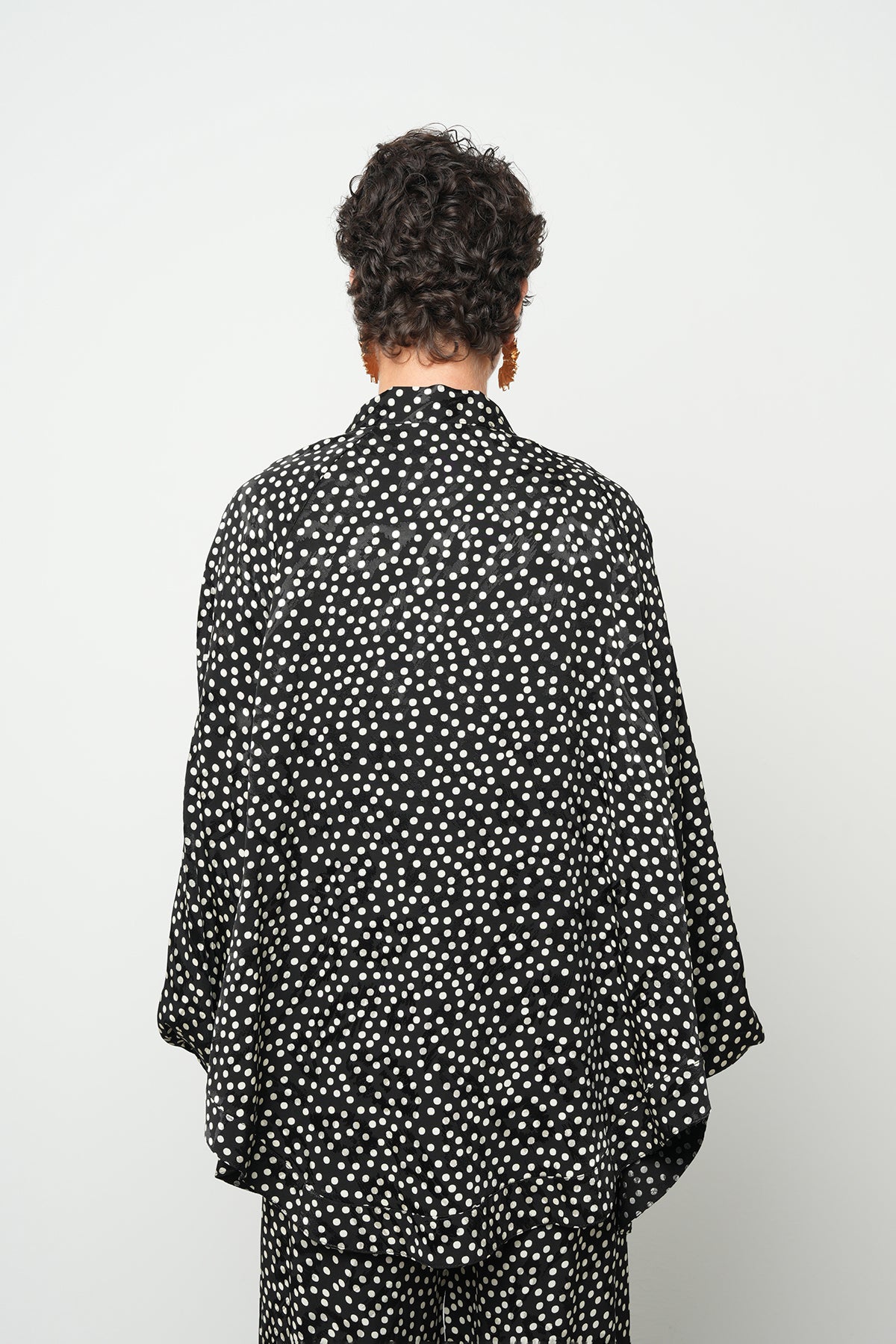 Orfeonegro Puantiyeli Oversize Saten Kimono