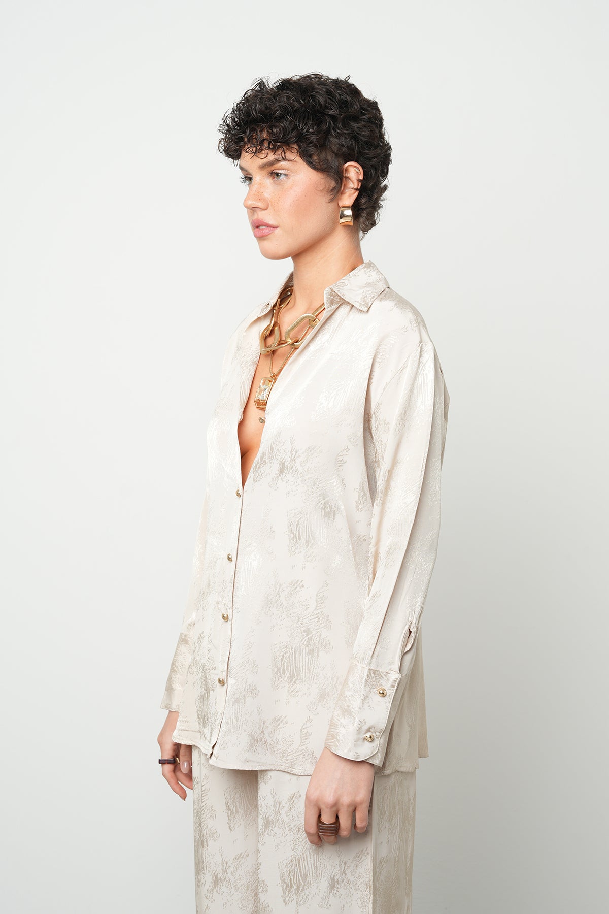 Orfeonegro Desenli Jakar Kumaş Saten Gömlek