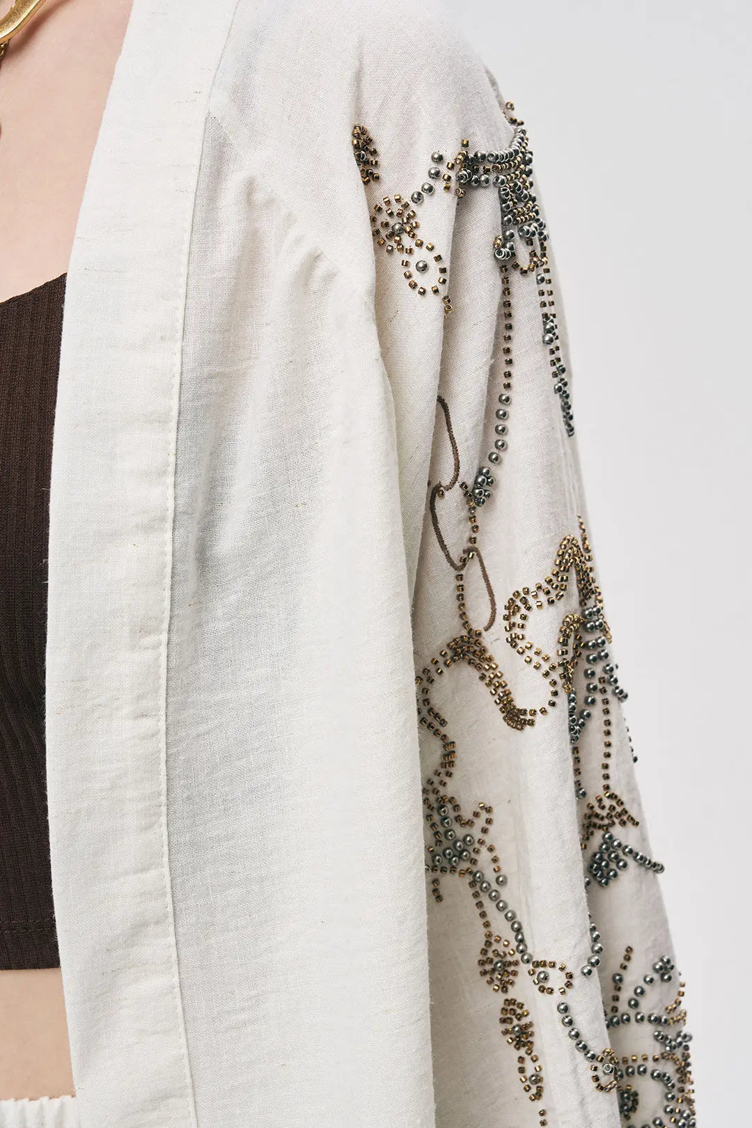 Toptan Kadın Oversize Taş İşlemeli Kimono ORFEONEGRO