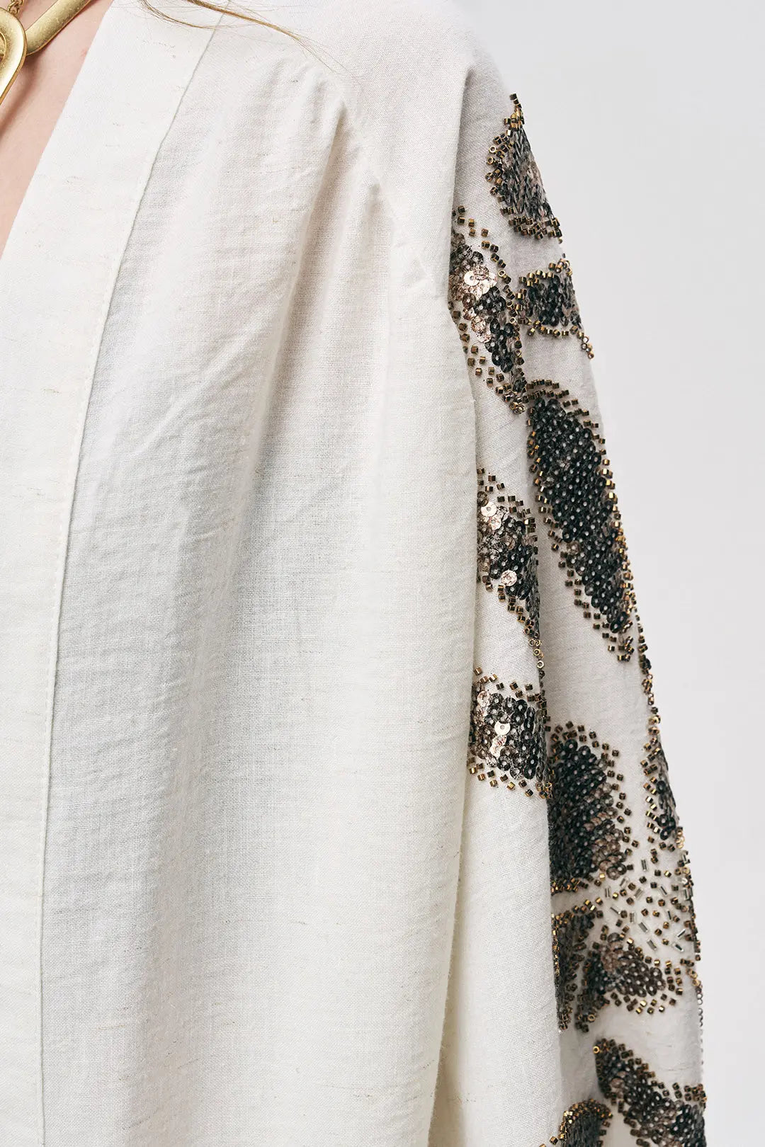 Toptan Kadın Oversize Çiçek Taş İşlemeli Kimono ORFEONEGRO