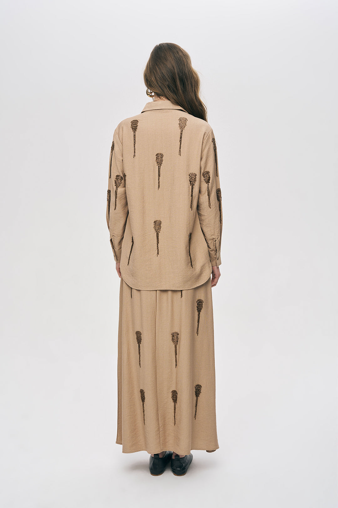 Orfeonegro Boncuk İşlemeli Bej Gömlek