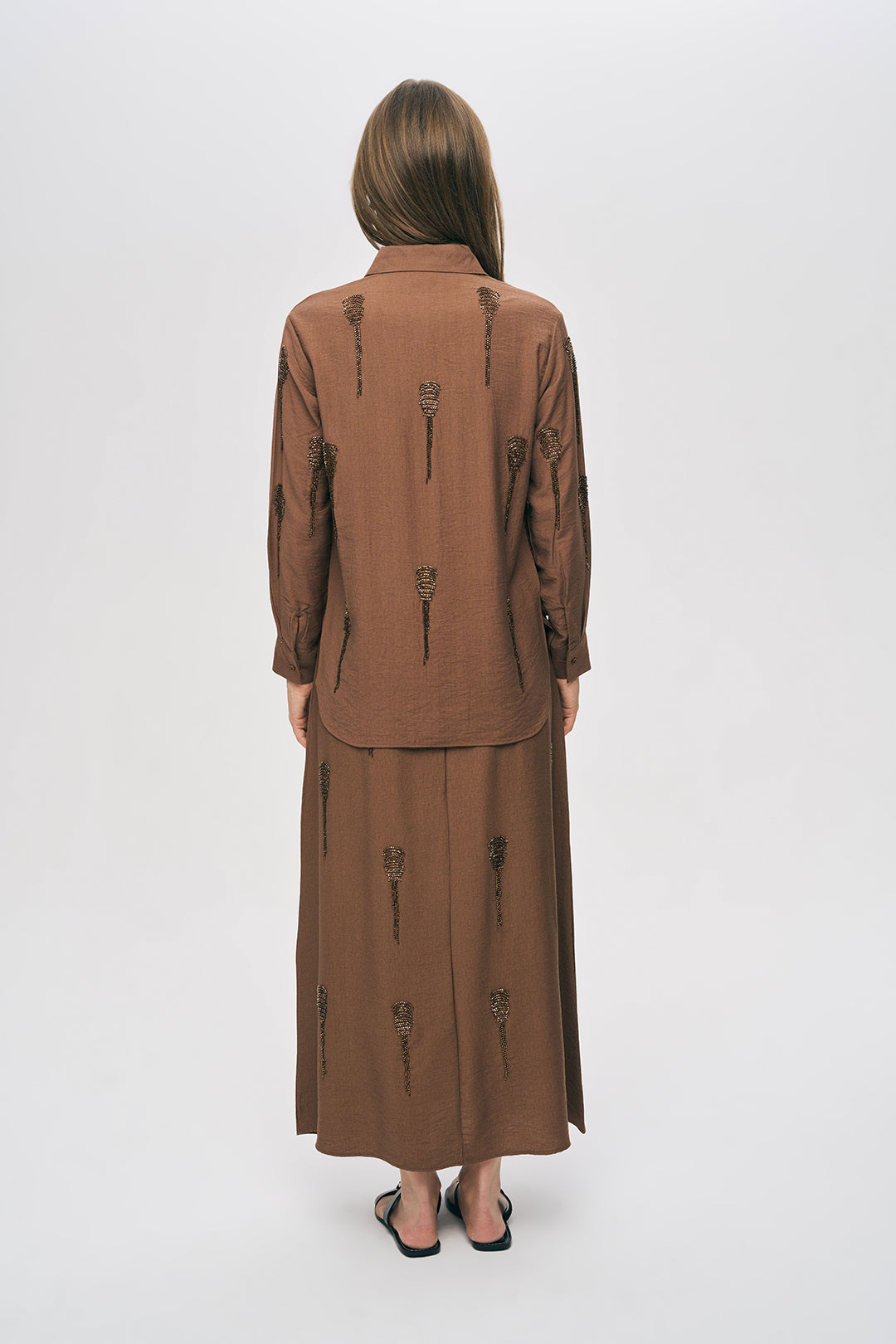 Orfeonegro Boncuk İşlemeli Kahve Gömlek