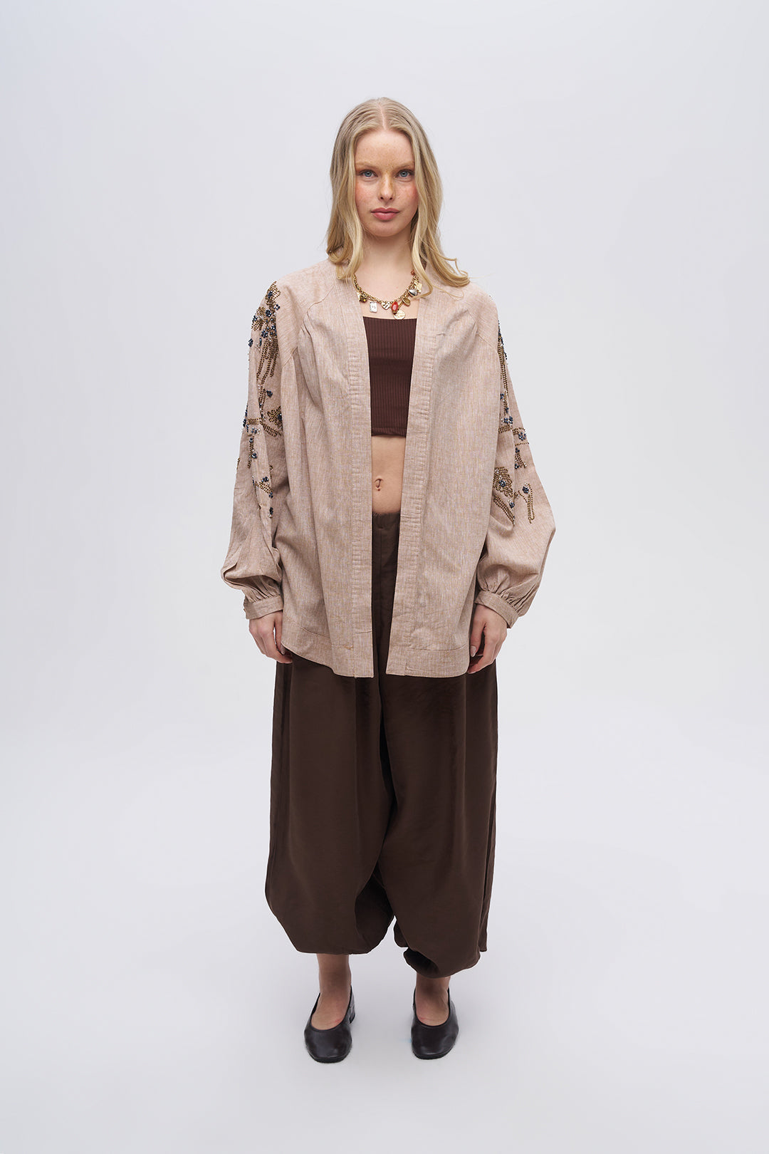 Kolu ve Sırtı İşlemeli Kimono