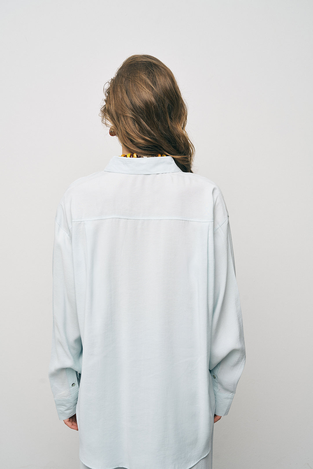 Orfeonegro Buz Mavisi Oversize Basic Uzun Kollu Gömlek