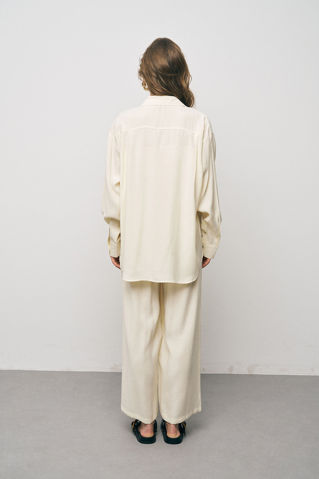 Orfeonegro Sarı Oversize Basic Uzun Kollu Gömlek