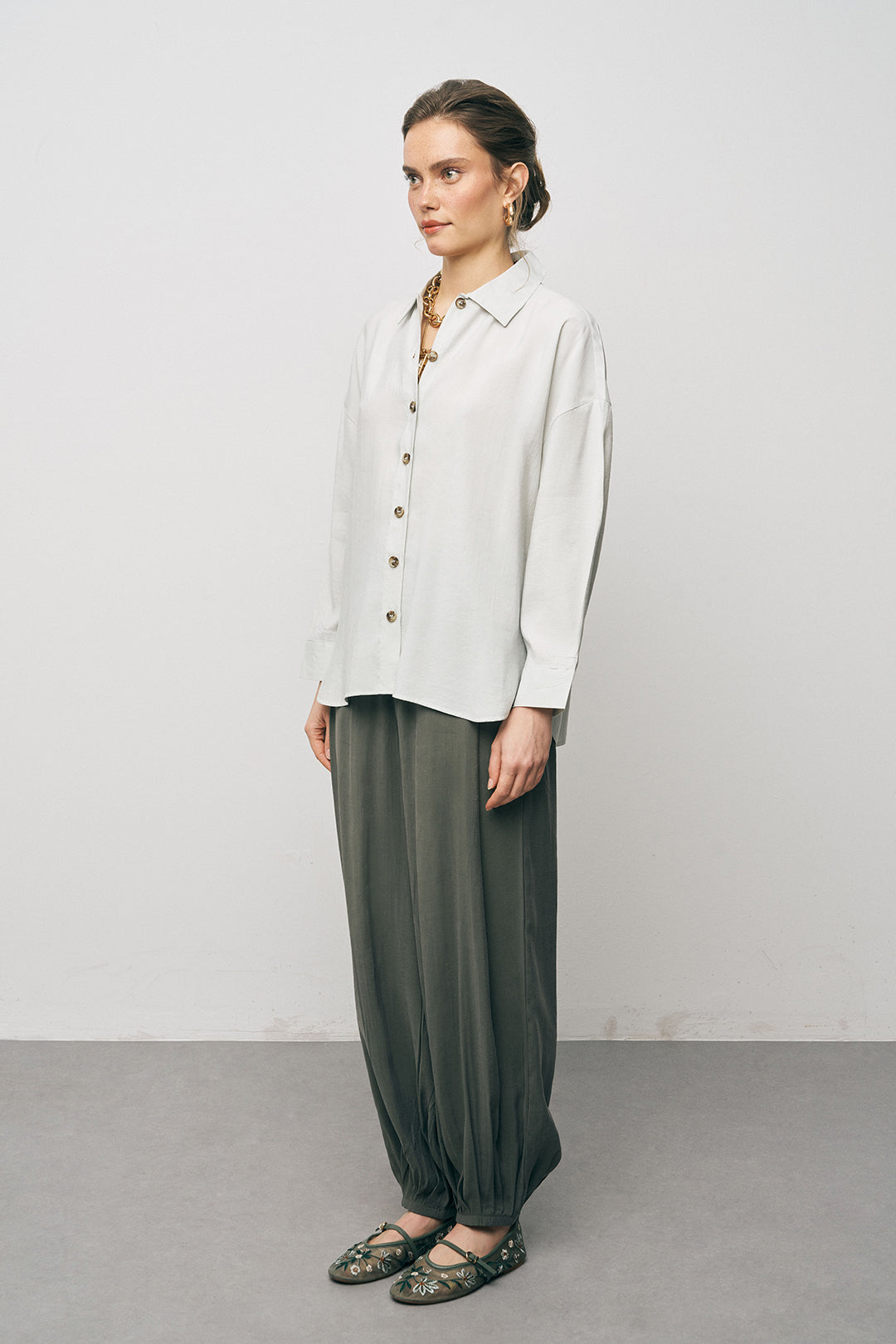 Orfeonegro Mint Boyfriend Fit Tiril Tiril Yazlık Gömlek