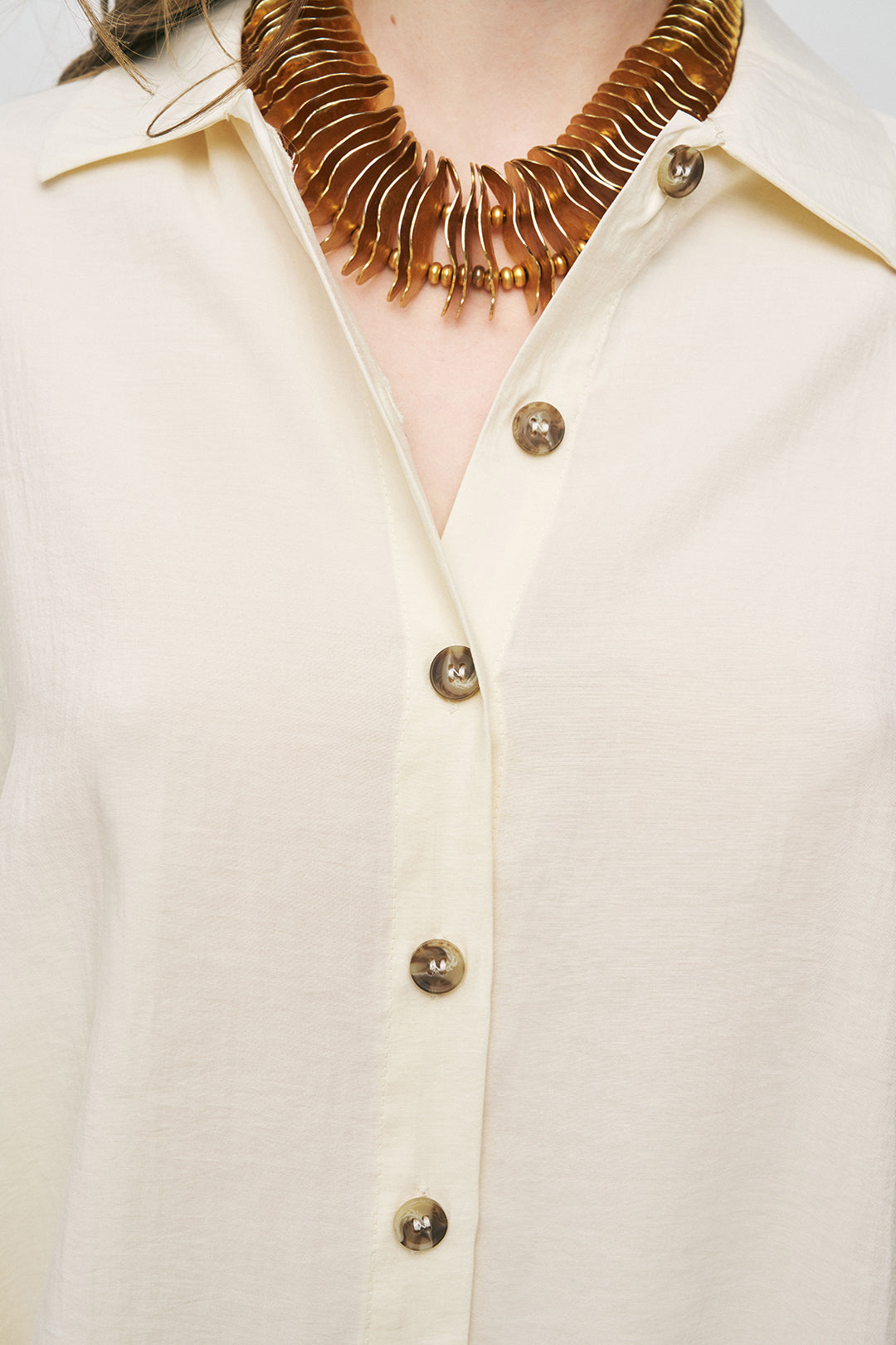 Orfeonegro Sarı Boyfriend Fit Tiril Tiril Yazlık Gömlek