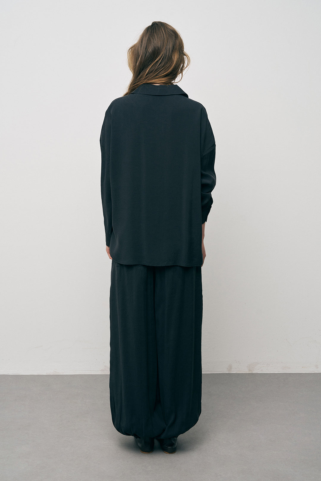 Orfeonegro Siyah Boyfriend Fit Tiril Tiril Yazlık Gömlek