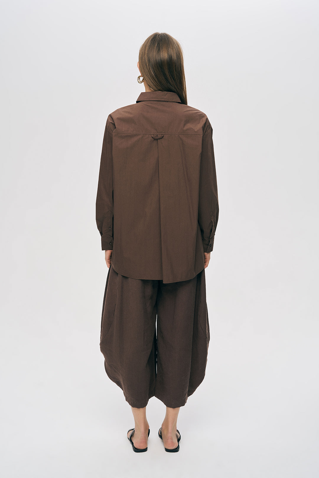 Orfeonegro Tek Cepli Oversize Kahverengi Gömlek