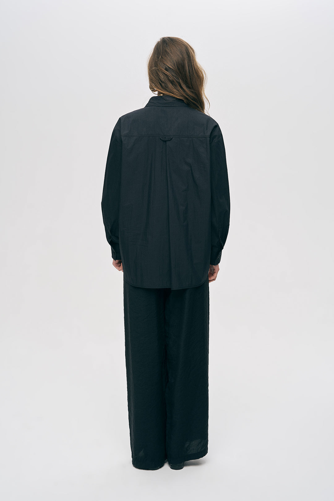 Orfeonegro Tek Cepli Oversize Siyah Gömlek