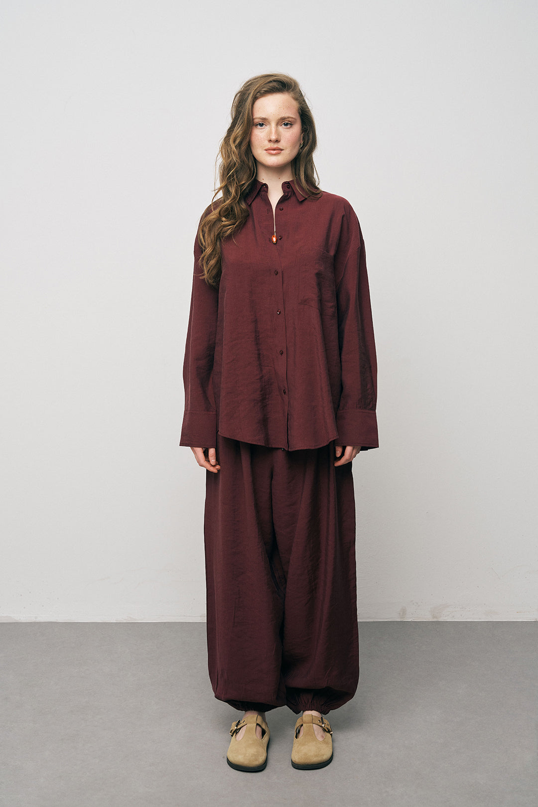 Orfeonegro Cep Detaylı Bordo Basic Gömlek