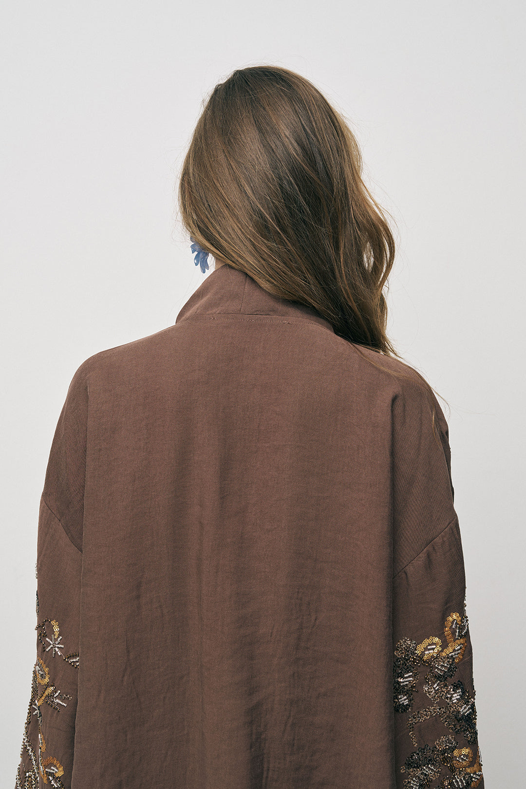 Orfeonegro Kahve Nakış İşlemeli Kimono