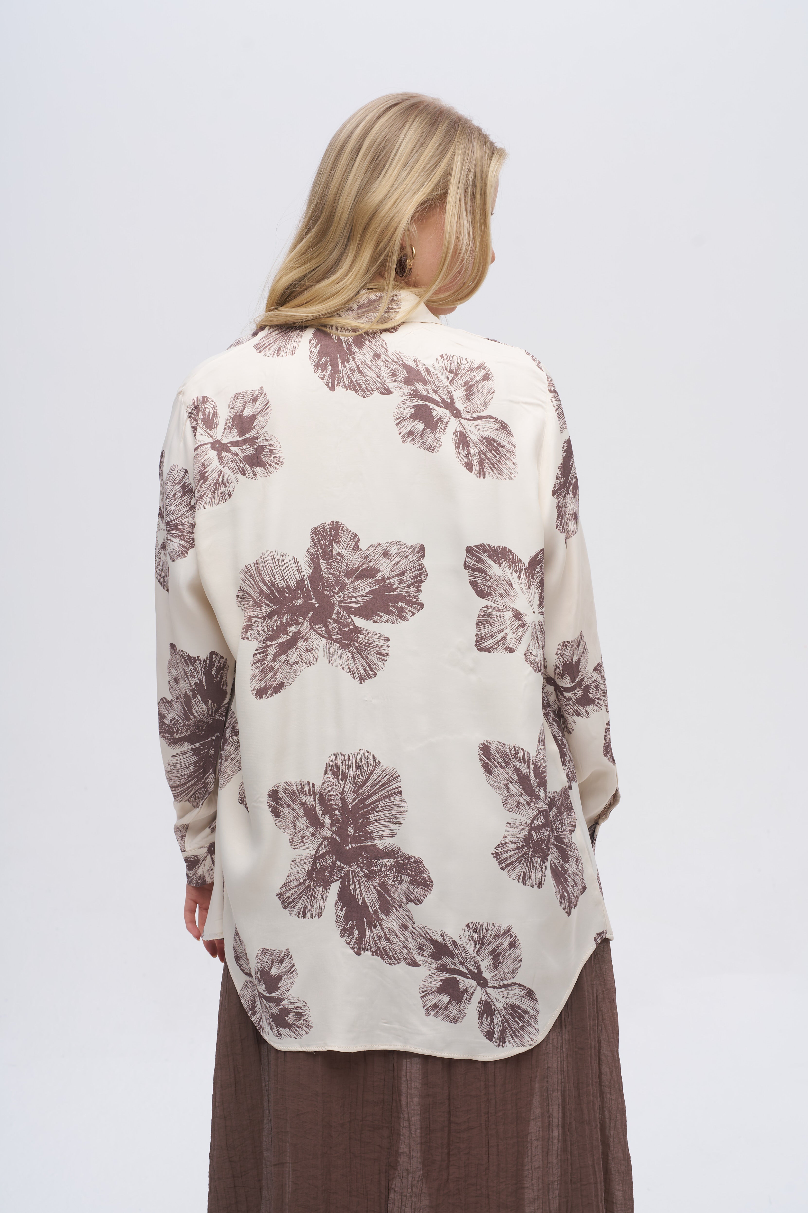 Toptan Çiçek Desenli Oversize Gömlek