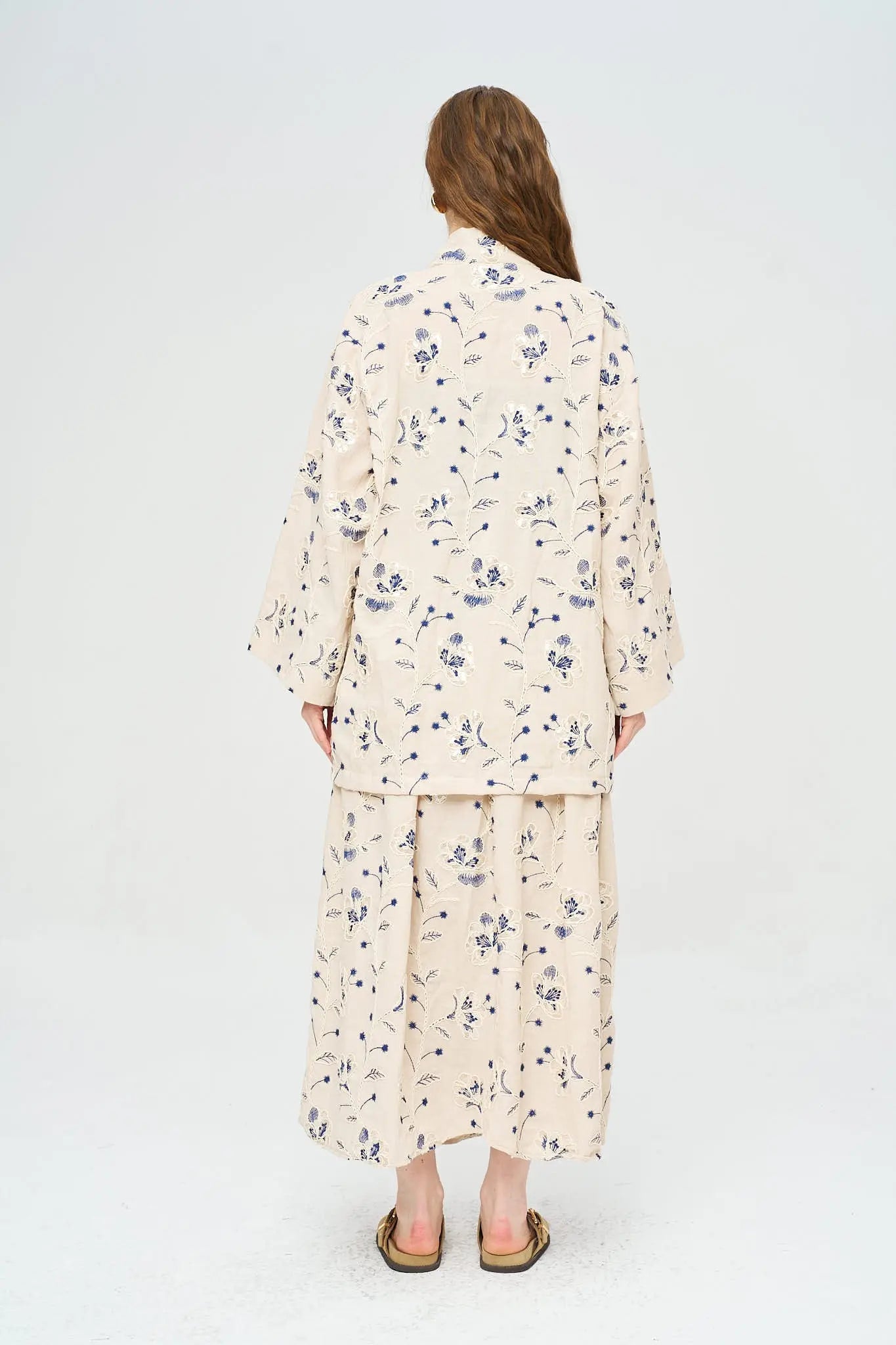 Çiçek Nakışlı ve Pullu Kimono - Laci ORFEONEGRO