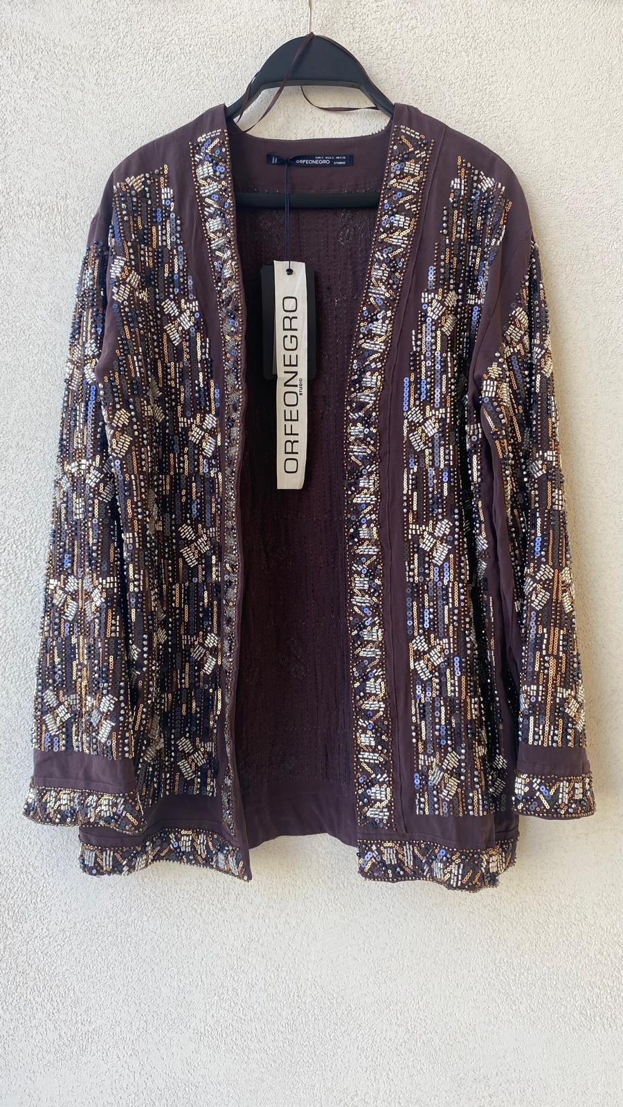Toptan Payet ve Boncuk İşlemeli Premium Kadın Kimono Bordo