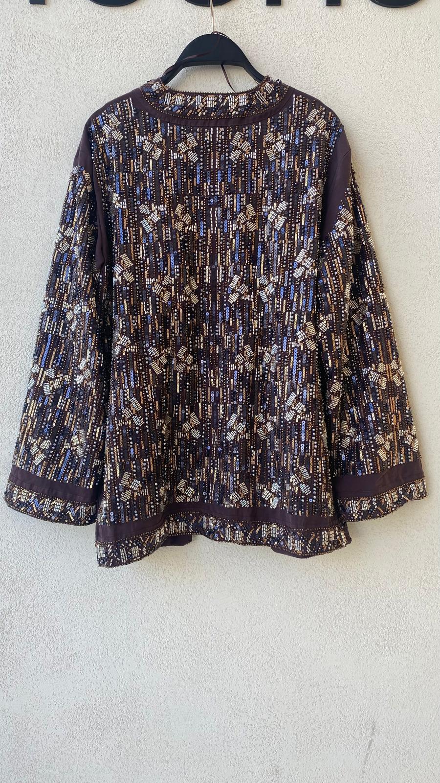 Toptan Payet ve Boncuk İşlemeli Premium Kadın Kimono Bordo