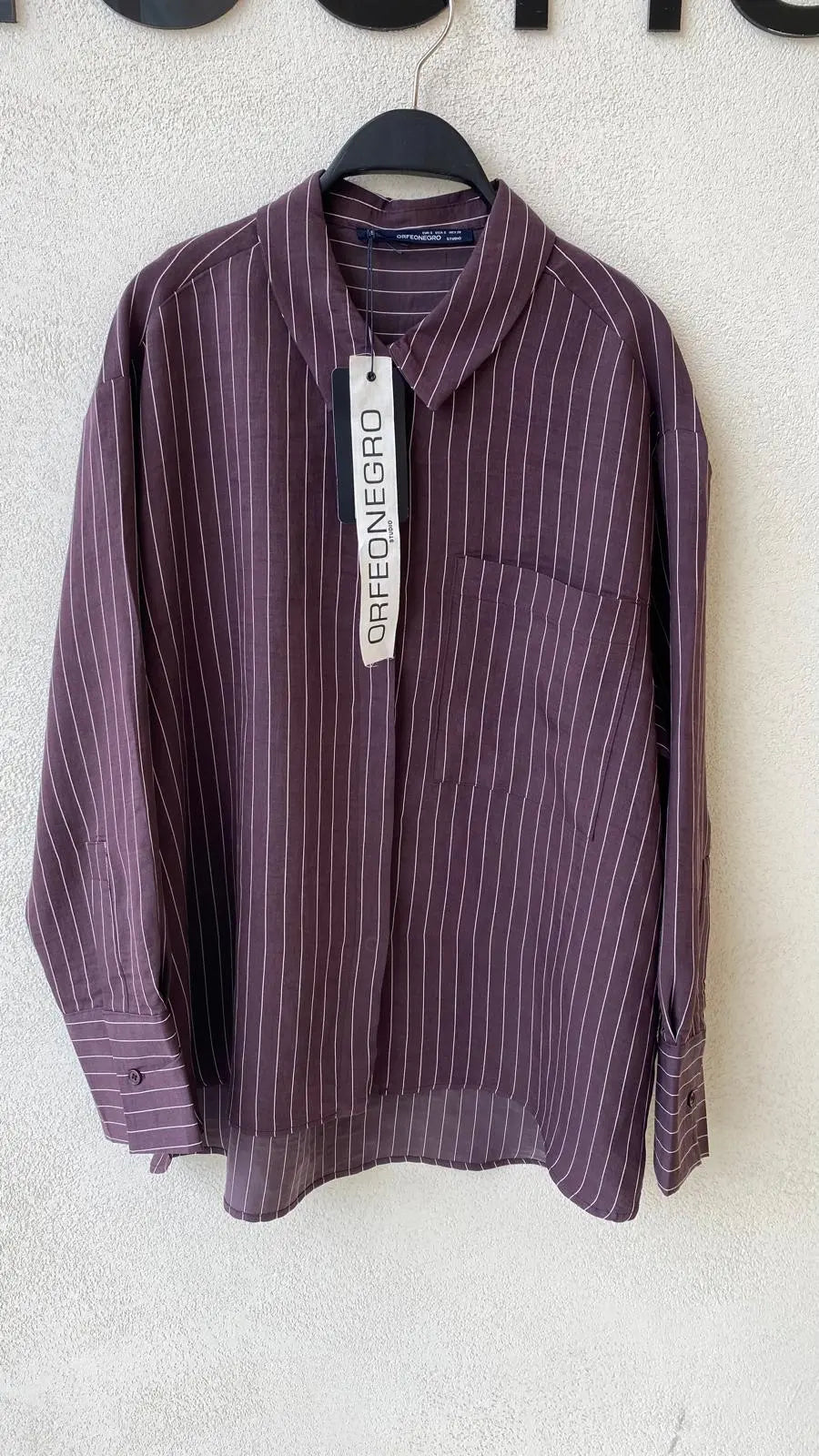 Tek Cepli Tencel Karışımlı Oversize Gömlek ORFEONEGRO