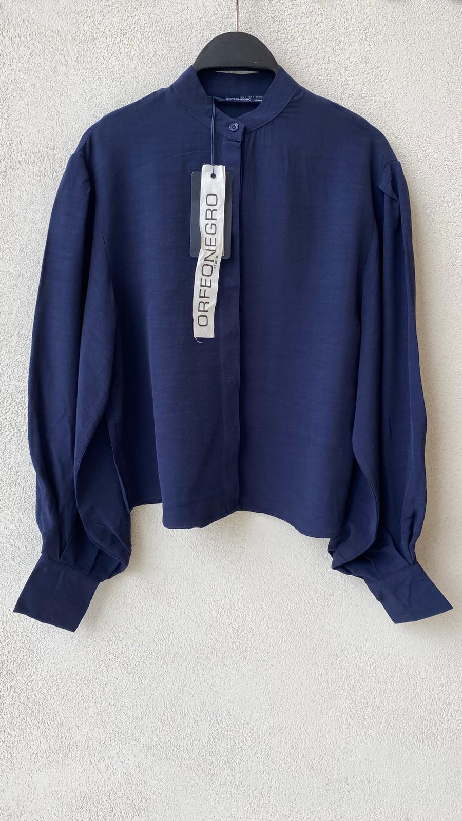Çizgili Keten Karışımlı Kısa Laci Gömlek