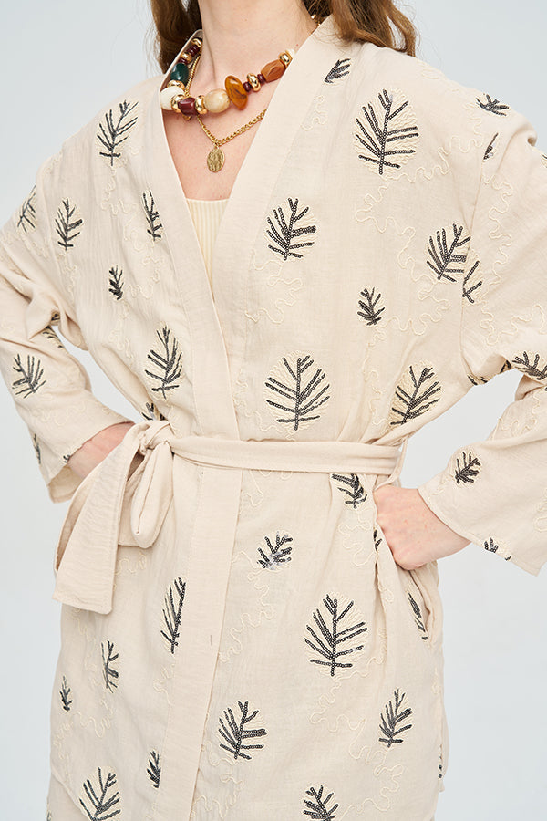 Toptan Kuşaklı Modern Kesim Yazlık Kadın Kimono Siyah