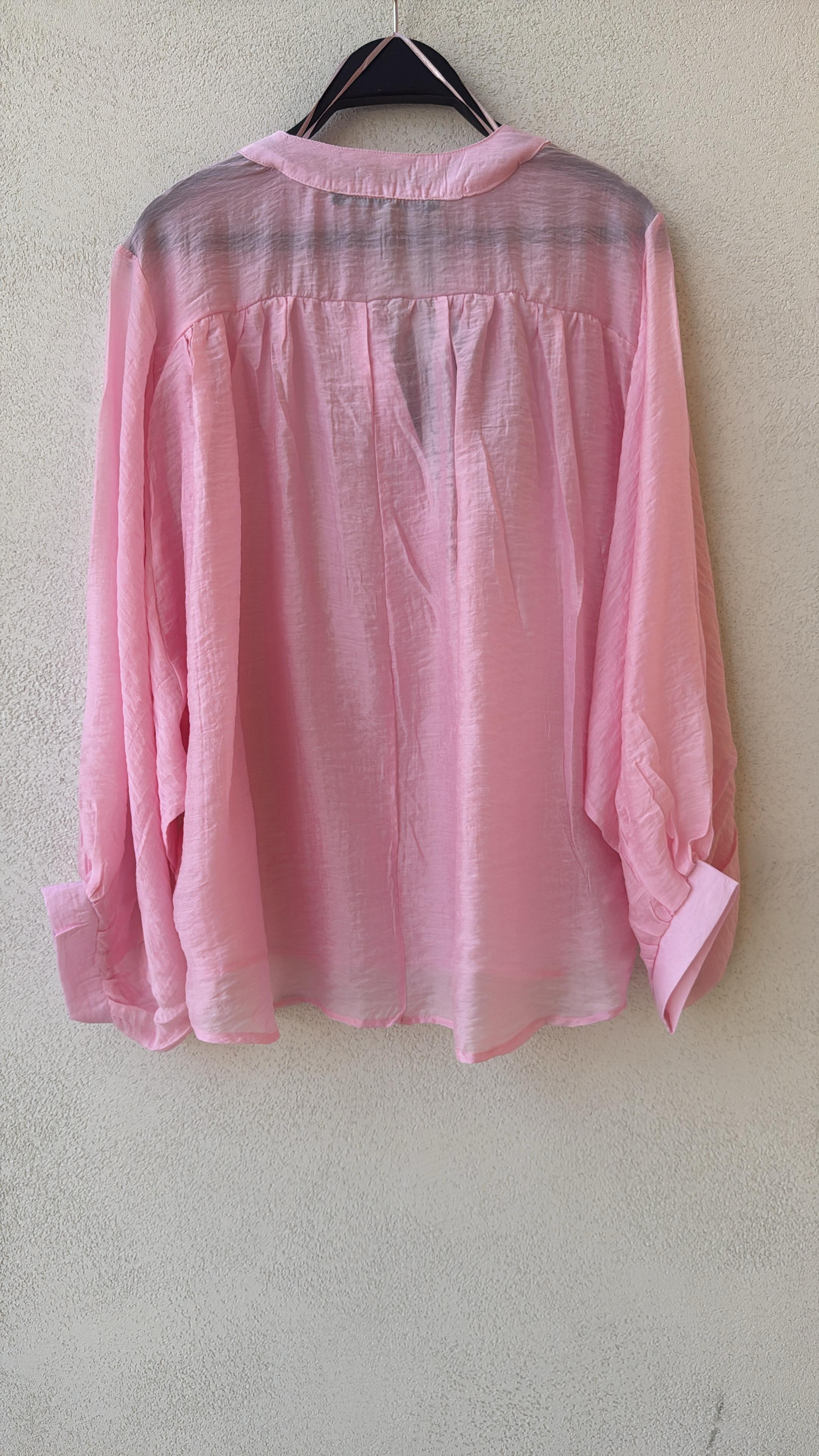 Toptan Kadın Pembe Gömlek - Tencel Karışımlı