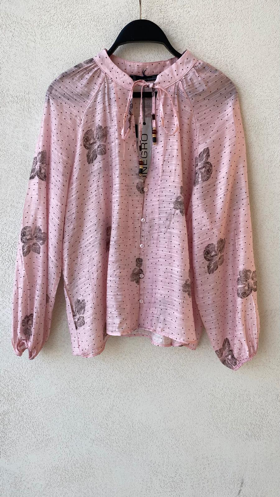 Toptan Pembe Çiçek Desenli Kadın Gömlek - Butik Yaz Koleksiyonu