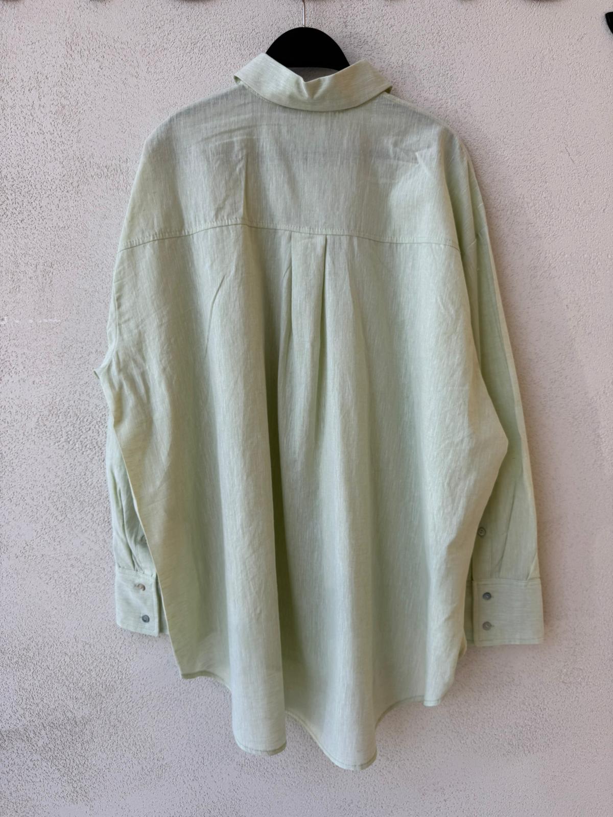 Toptan Keten Limon Oversize Kadın Gömlek