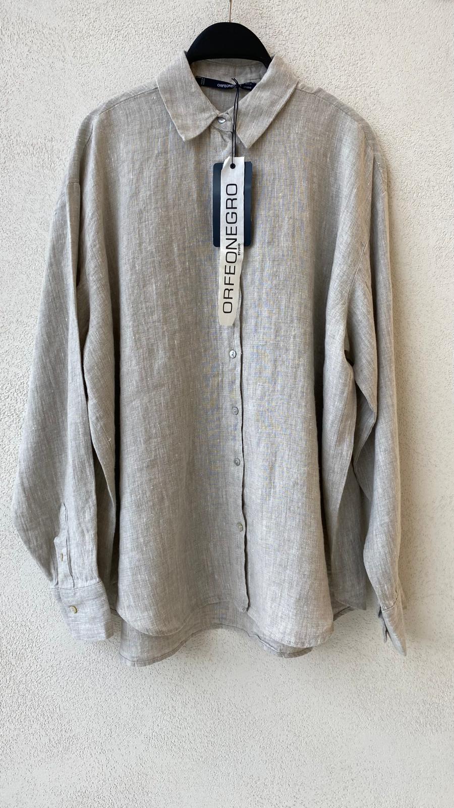 Toptan Oversize Keten Natur Kadın Gömlek - %100 Keten