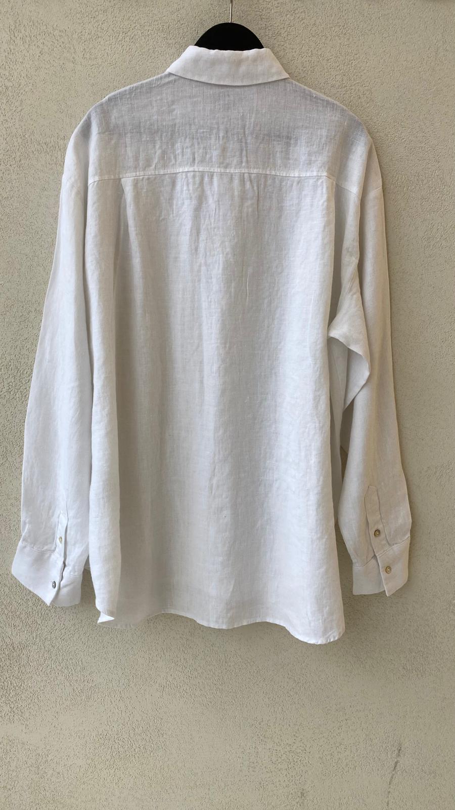 Toptan Oversize Keten Ekru Kadın Gömlek - %100 Keten