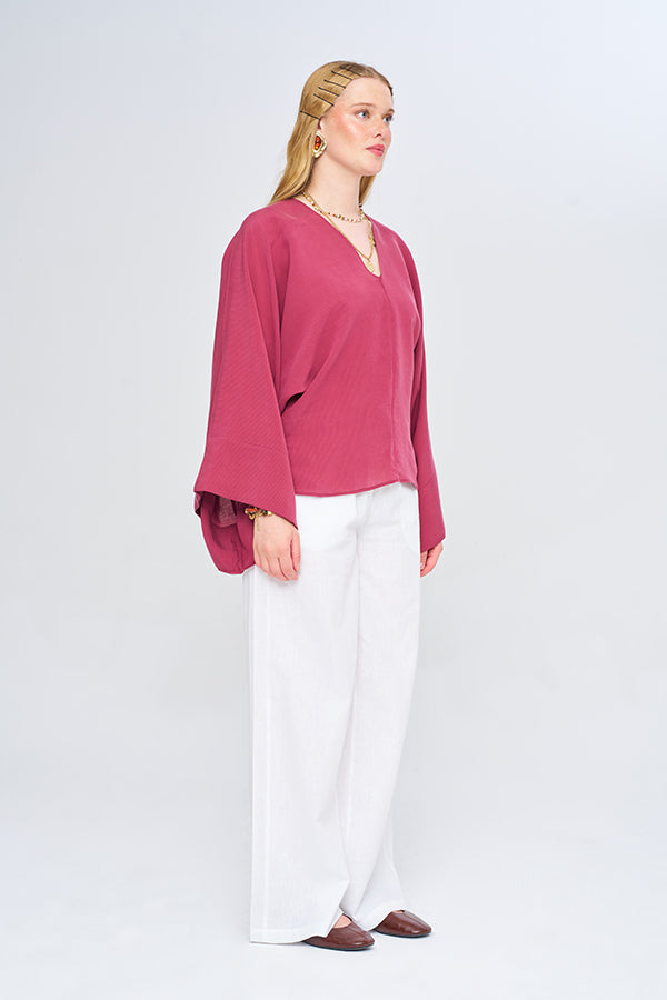Toptan Modal Kumaş Bordo Bluz