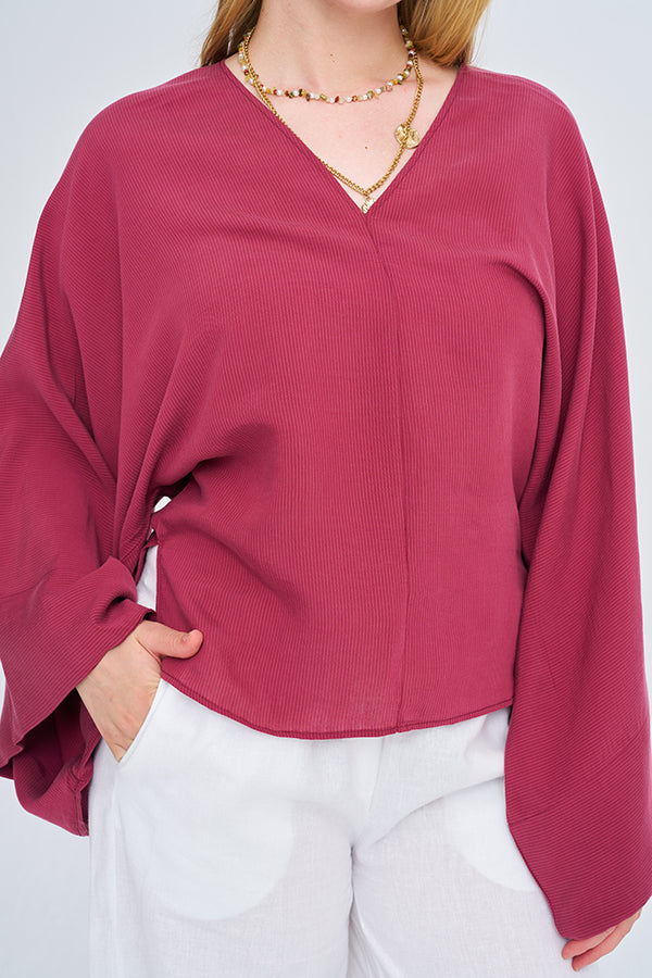 Toptan Modal Kumaş Bordo Bluz