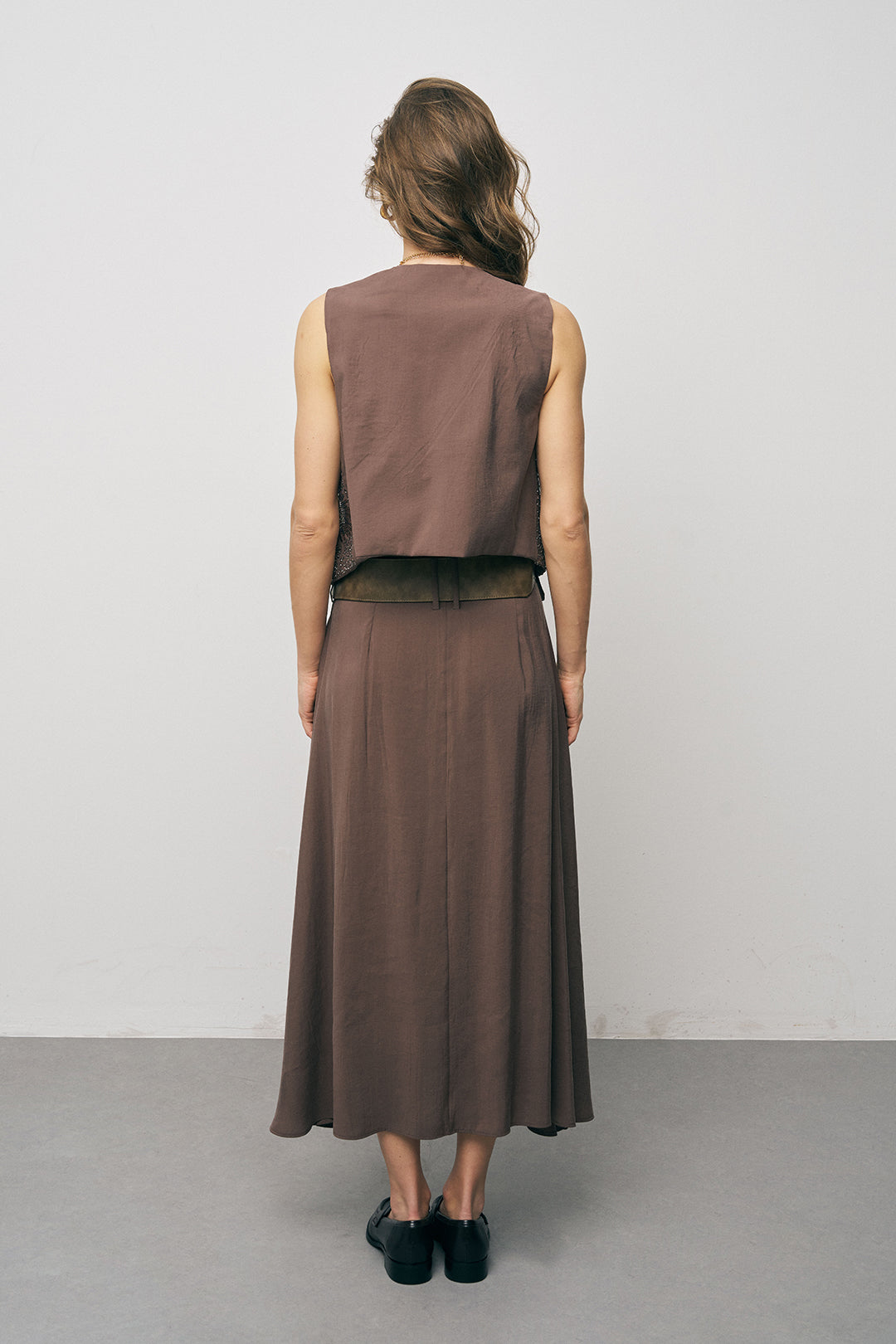 Orfeonegro İşleme ve Pul Detaylı Kahve Kısa Yelek