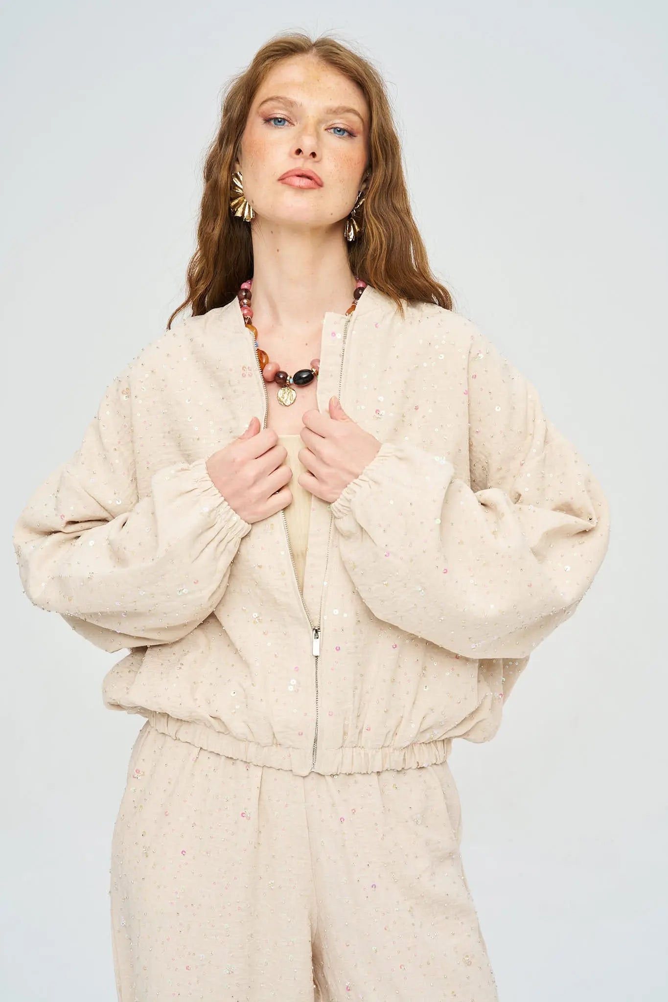 Pullu Astarlı Beli Büzgülü Bomber Ceket ORFEONEGRO