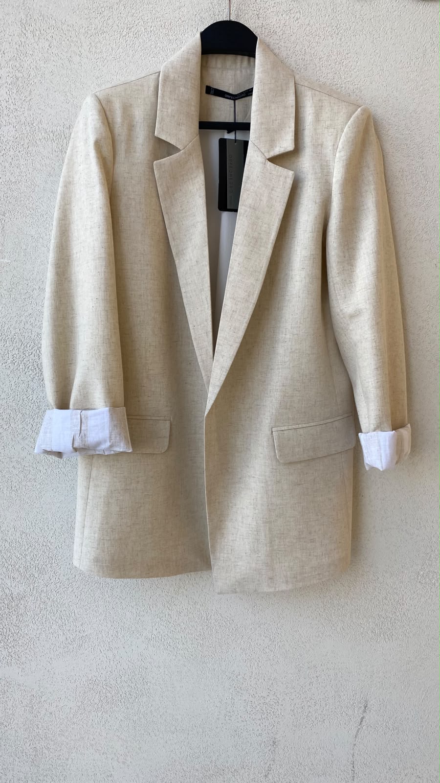Toptan Keten Karışımlı Astarlı Natur Kadın Blazer Ceket