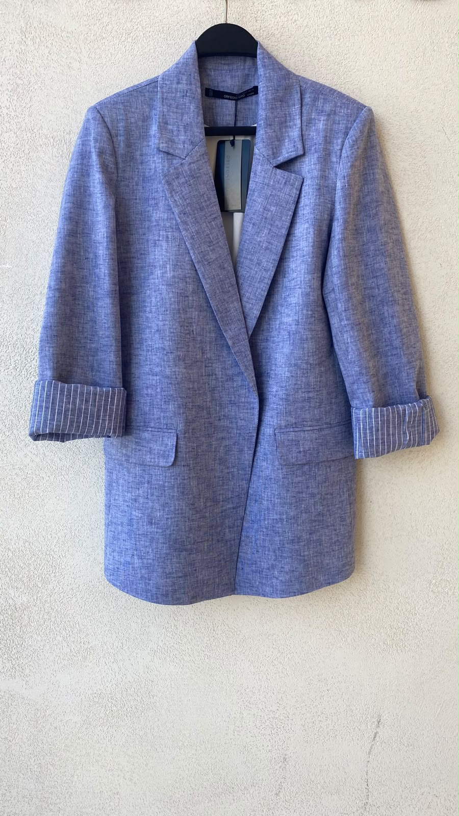 Toptan Keten Karışımlı Astarlı Mavi Kadın Blazer Ceket