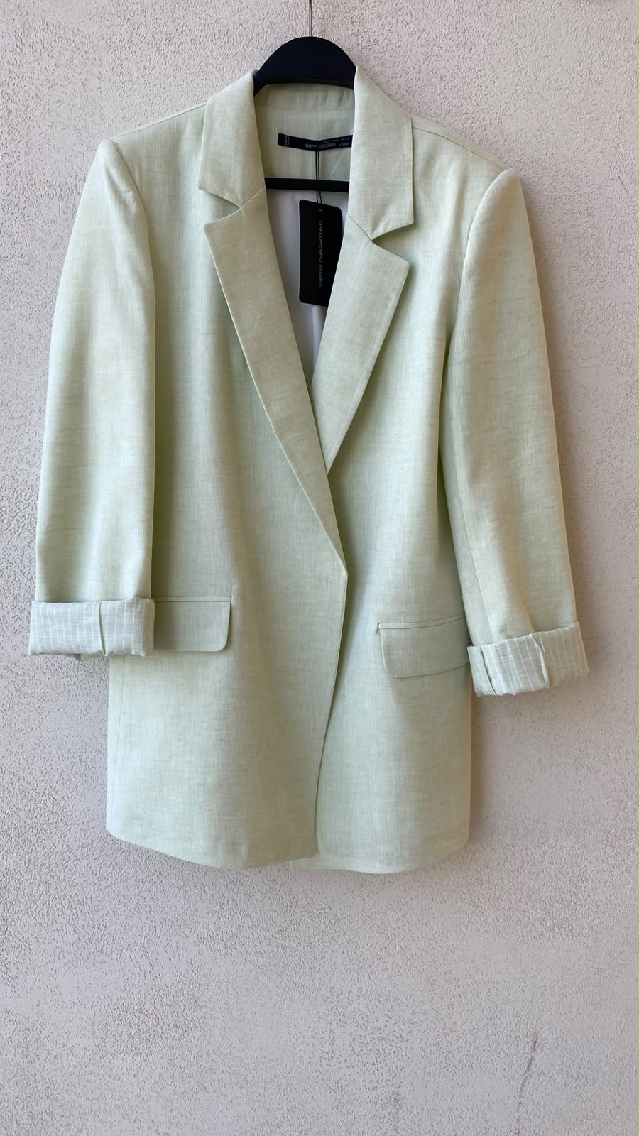 Toptan Keten Karışımlı Astarlı Yeşil Kadın Blazer Ceket