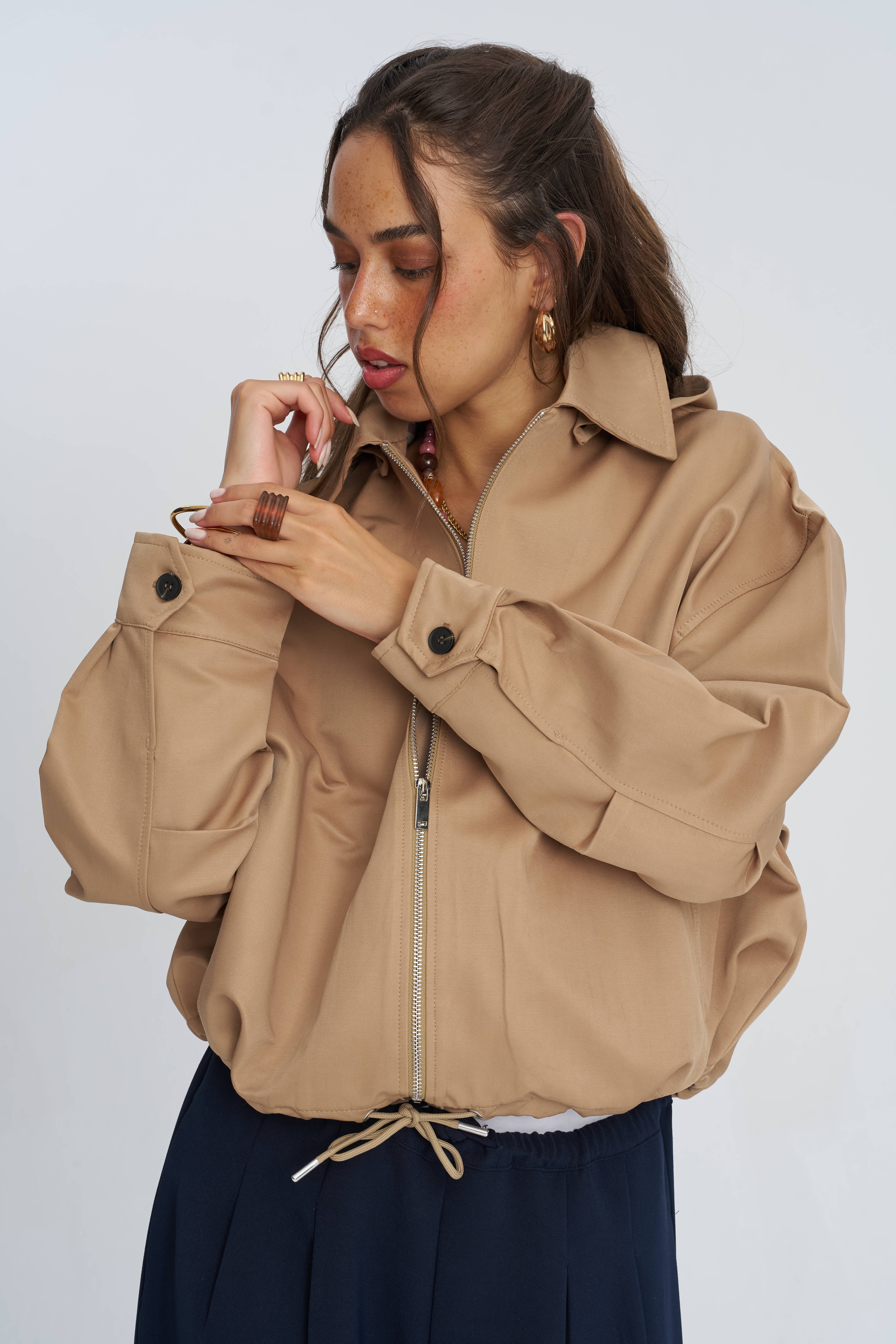 Toptan Astarlı Ekose Detaylı Oversize Pamuklu Kadın Ceket
