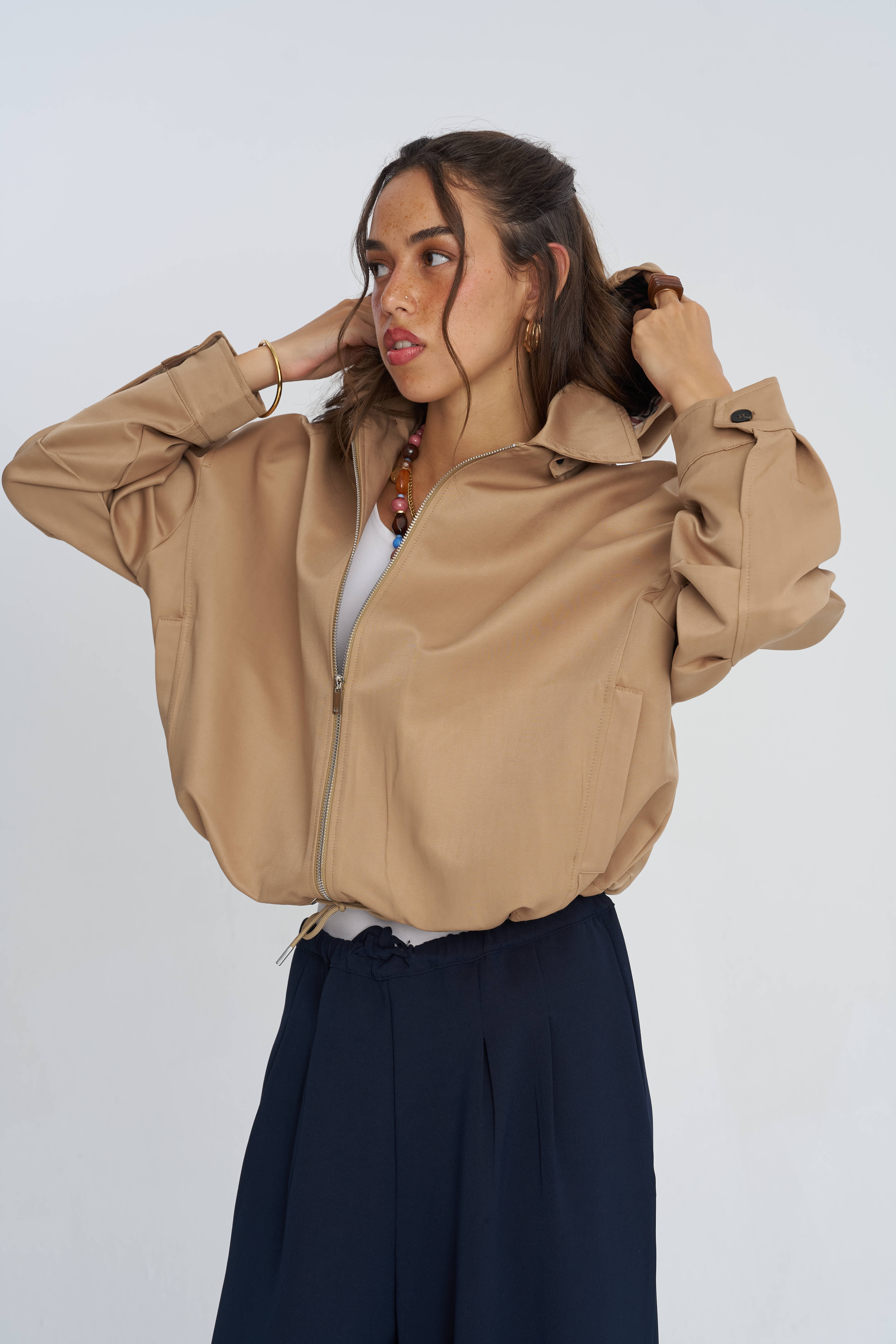 Toptan Astarlı Ekose Detaylı Oversize Pamuklu Kadın Ceket