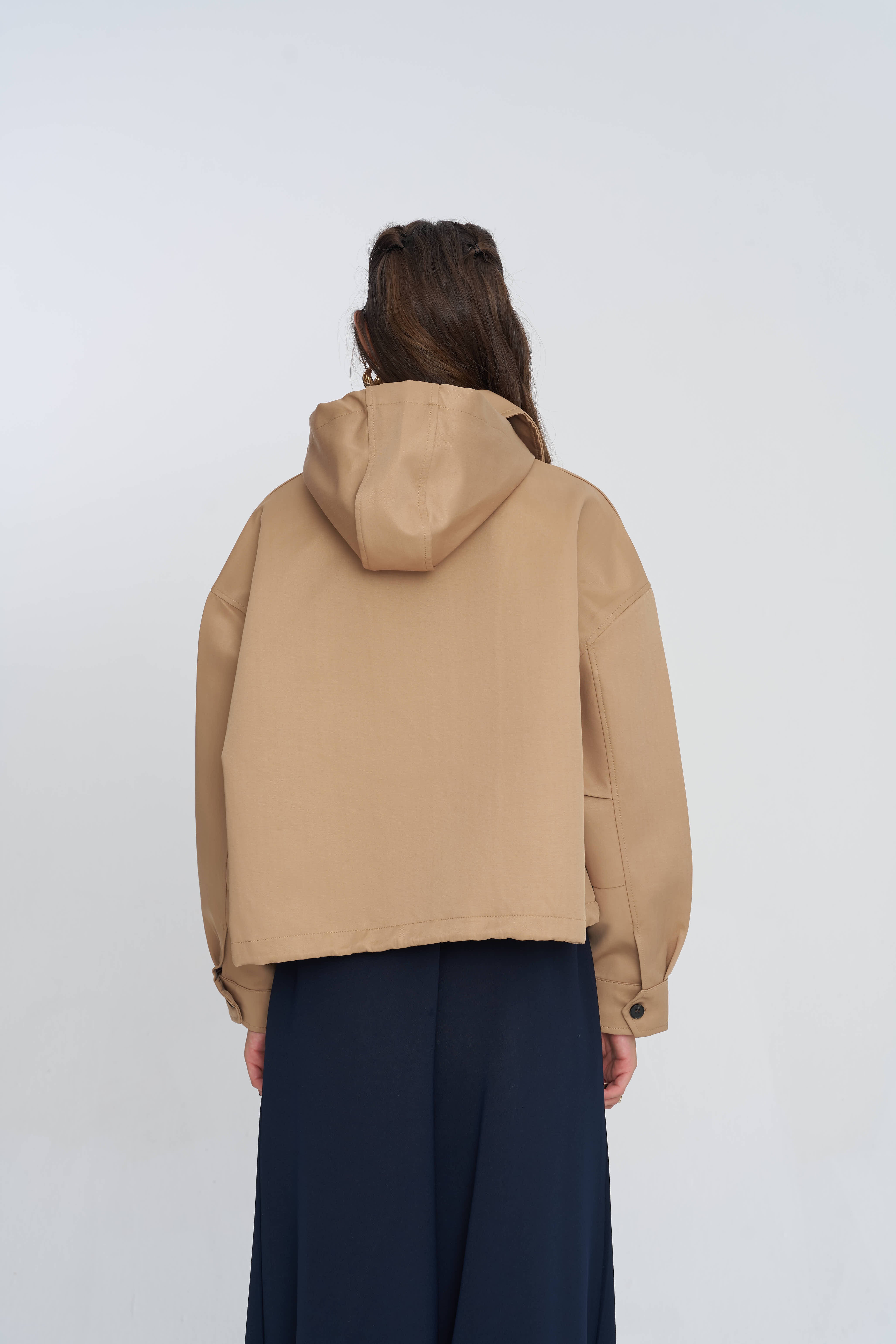 Toptan Astarlı Ekose Detaylı Oversize Pamuklu Kadın Ceket