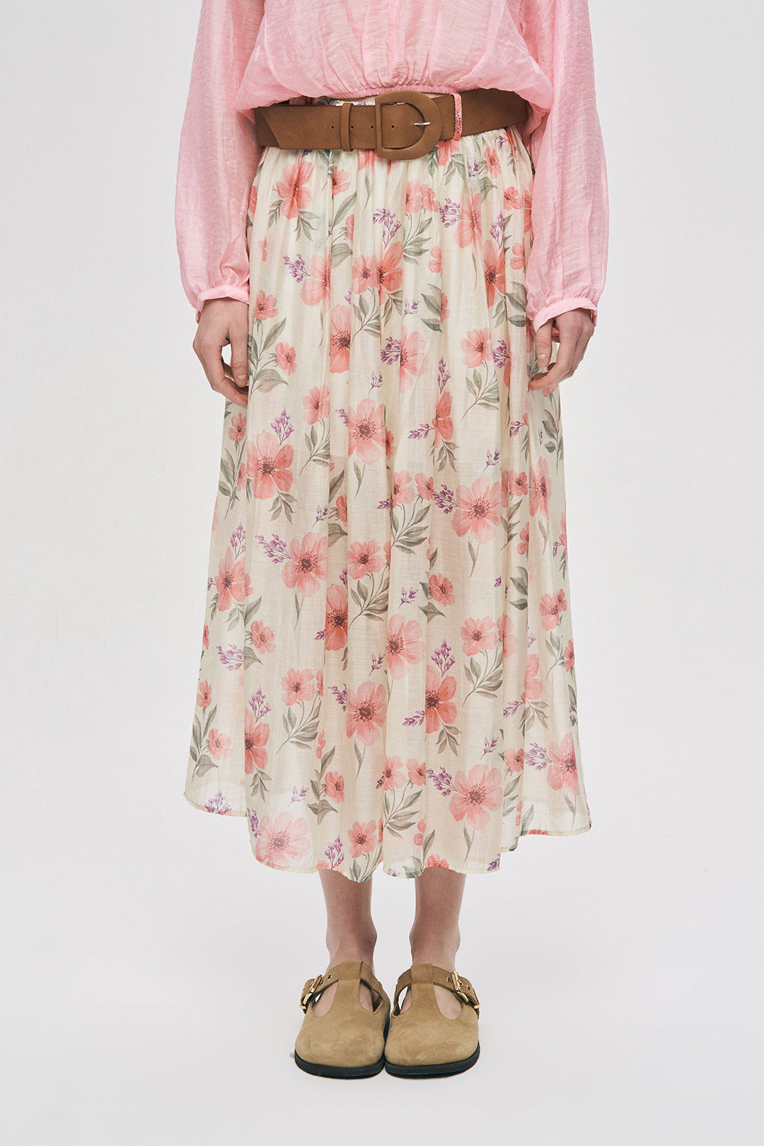 Kemer Detaylı Astarlı Midi Boy Etek