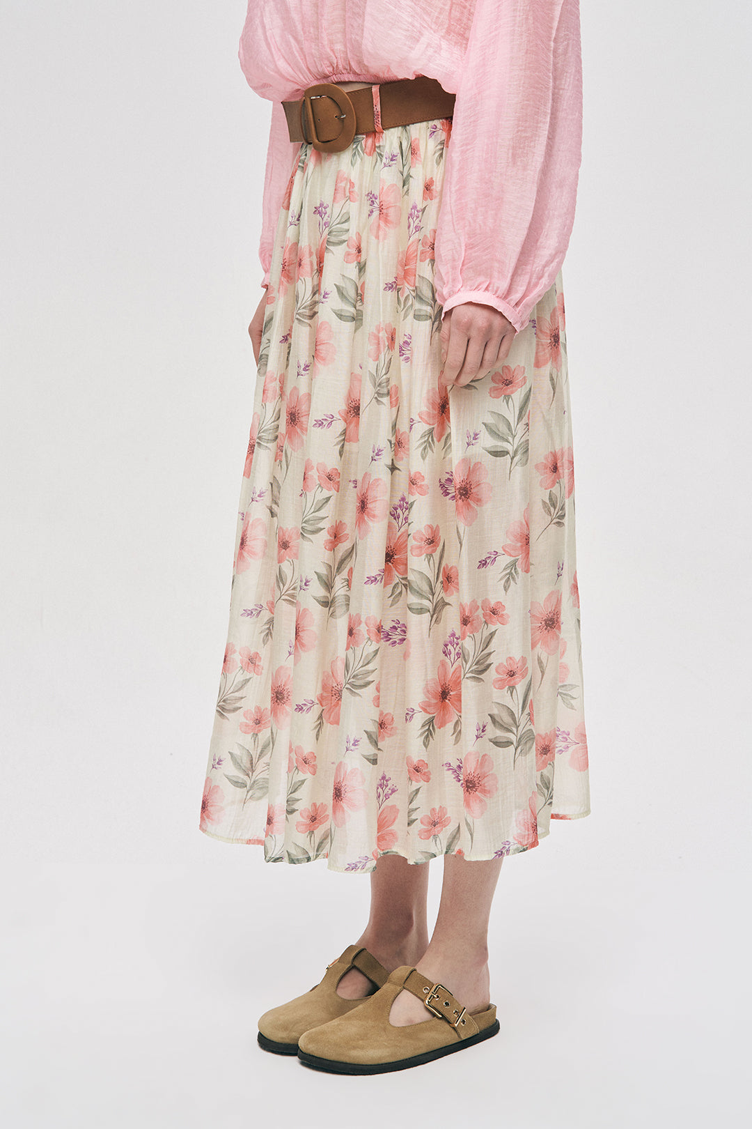 Kemer Detaylı Astarlı Midi Boy Etek