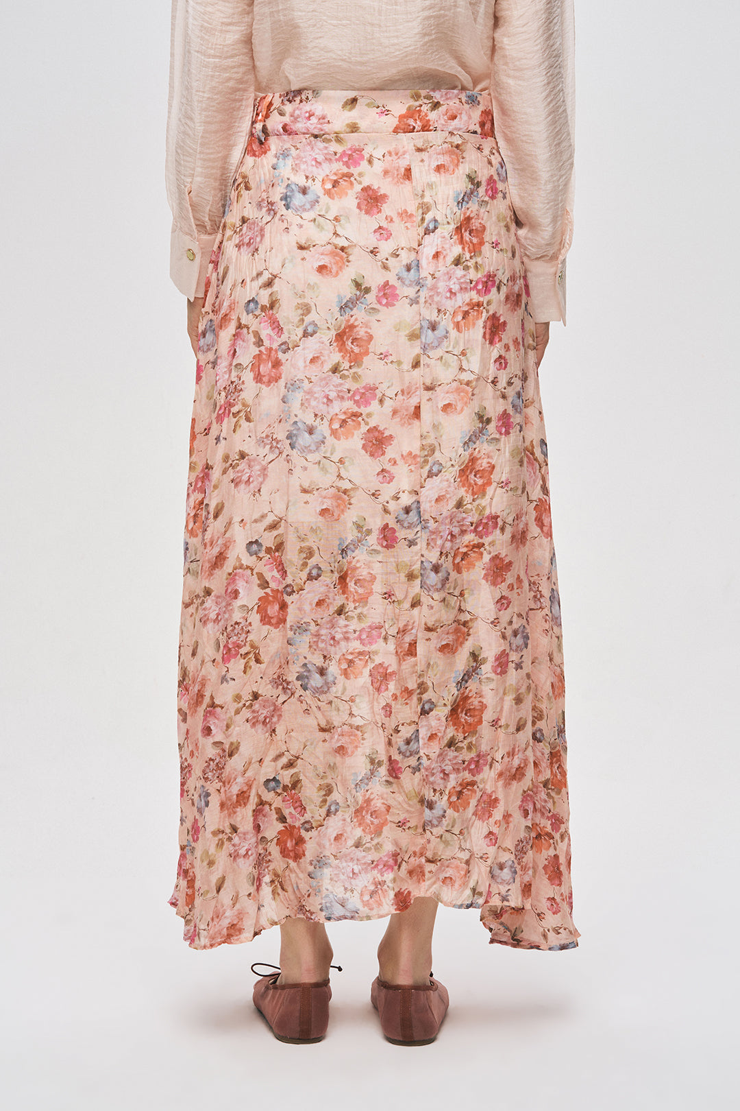 Dökümlü Çiçekli Maksi Boy Etek