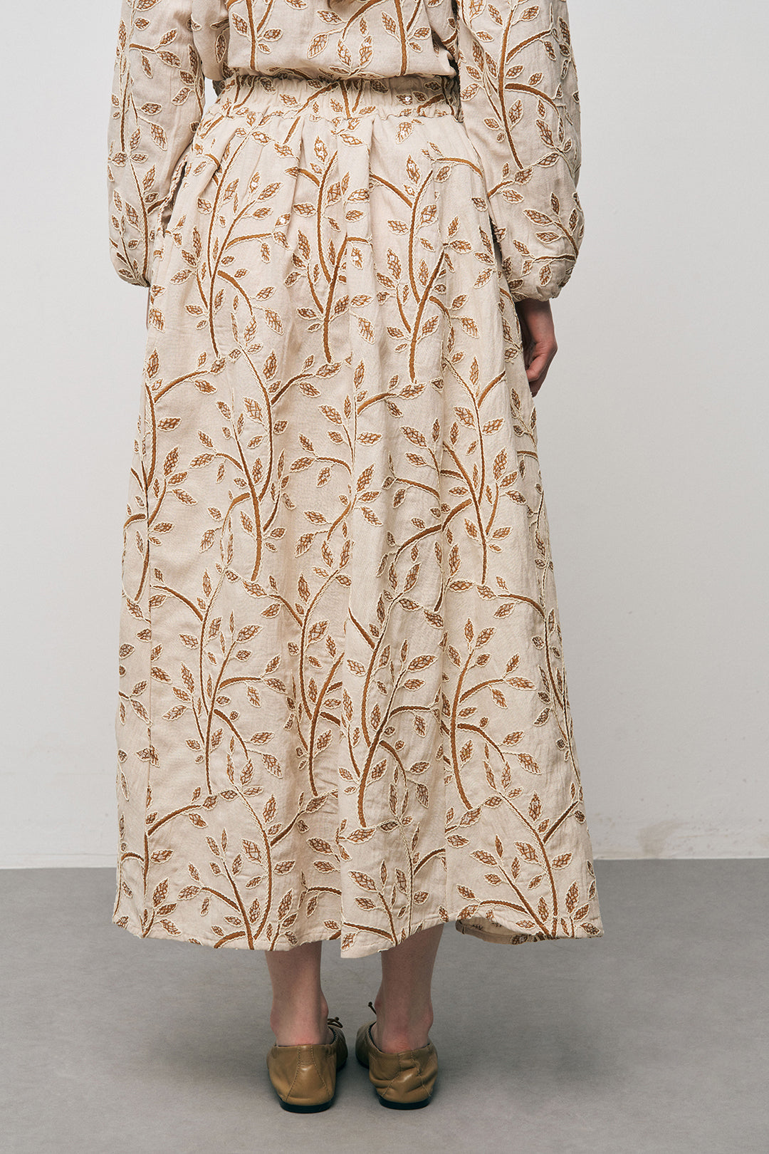 Otantik Desenli Tiril Tiril Yazlık Kahve Etek