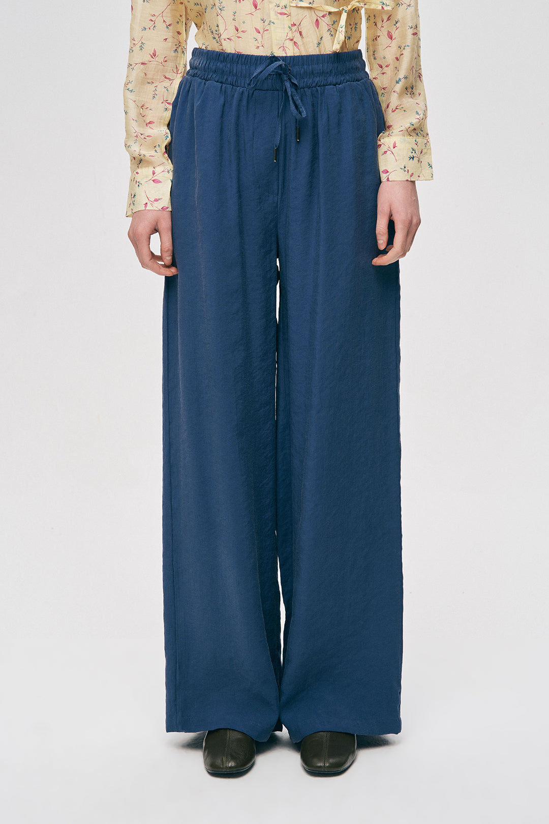 Büzgülü Bel Yazlık Kadın Pantolon İndigo