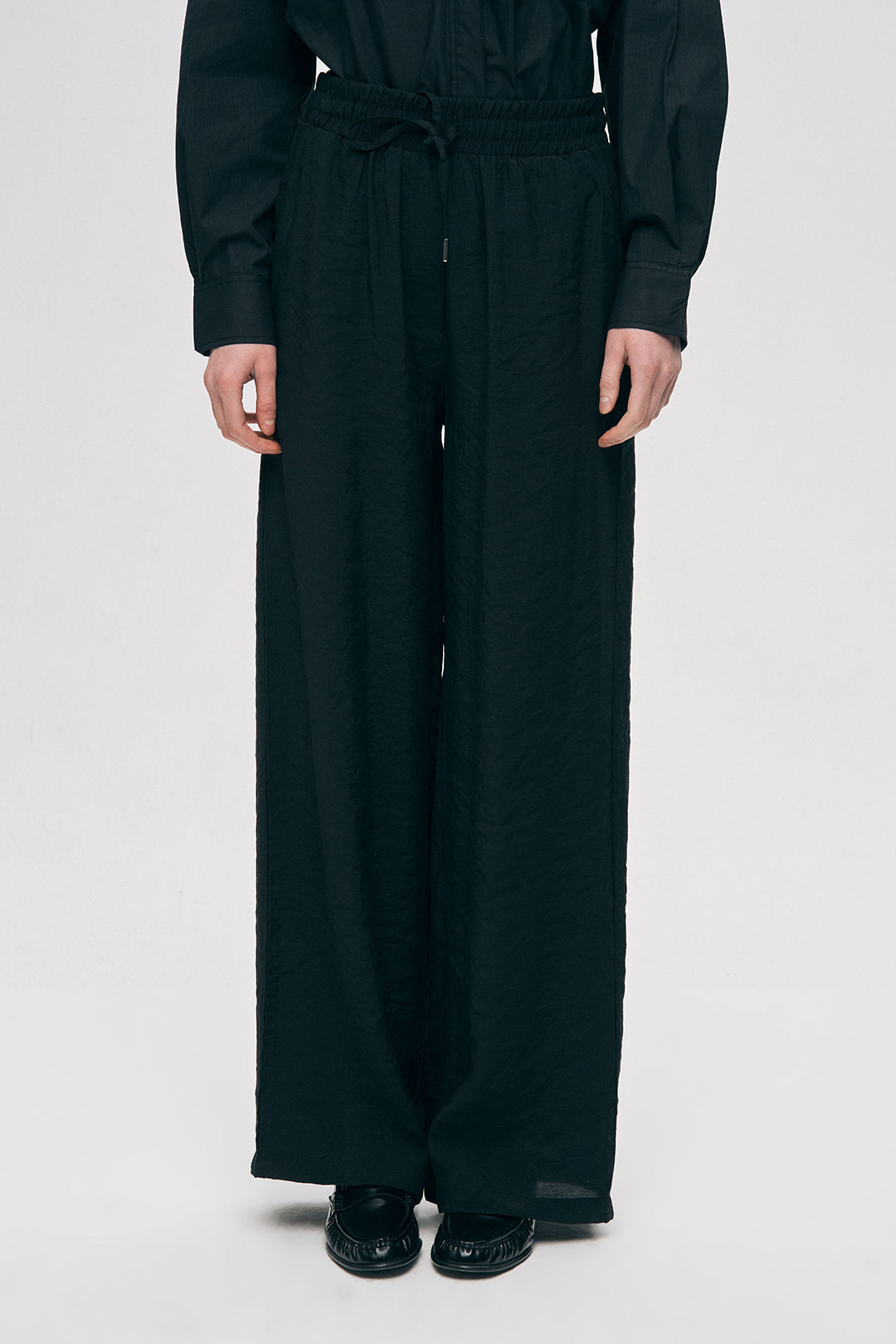 Büzgülü Bel Yazlık Kadın Pantolon Siyah