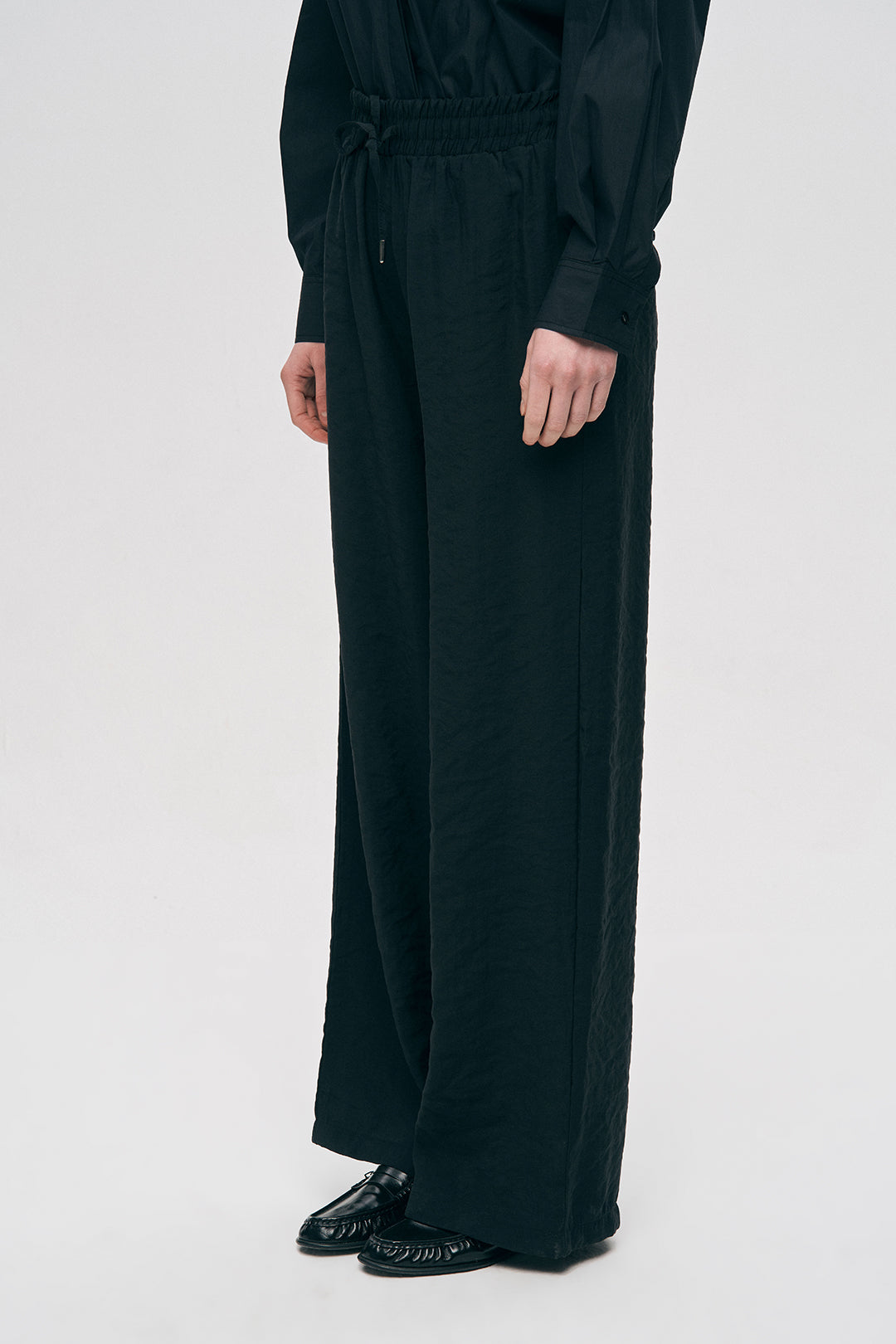 Büzgülü Bel Yazlık Kadın Pantolon Siyah