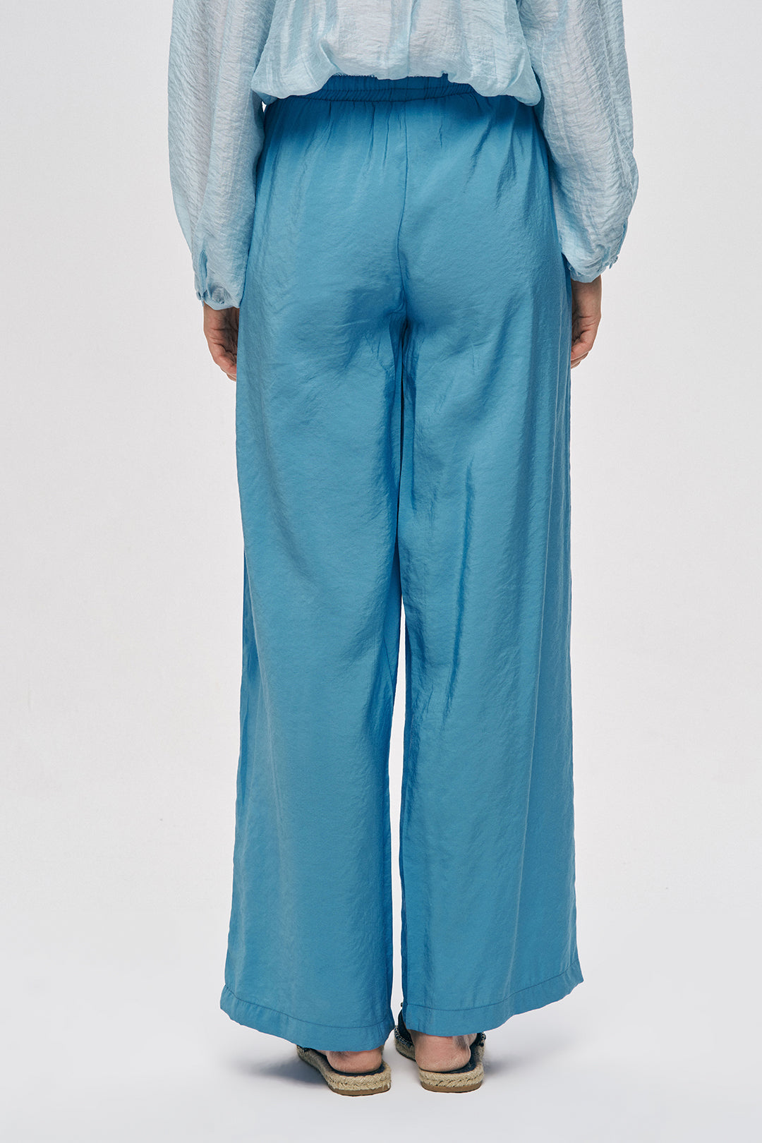 Bol Paça Rahat Kalıp Kumaş Pantolon Mavi